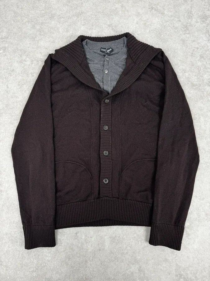 Dolce & Gabbana AW2005 Dolce & Gabbana Brown & Grey Layered Double Cardigan Sweater Size US L / EU 52-54 / 3 - 1 Thumbnail