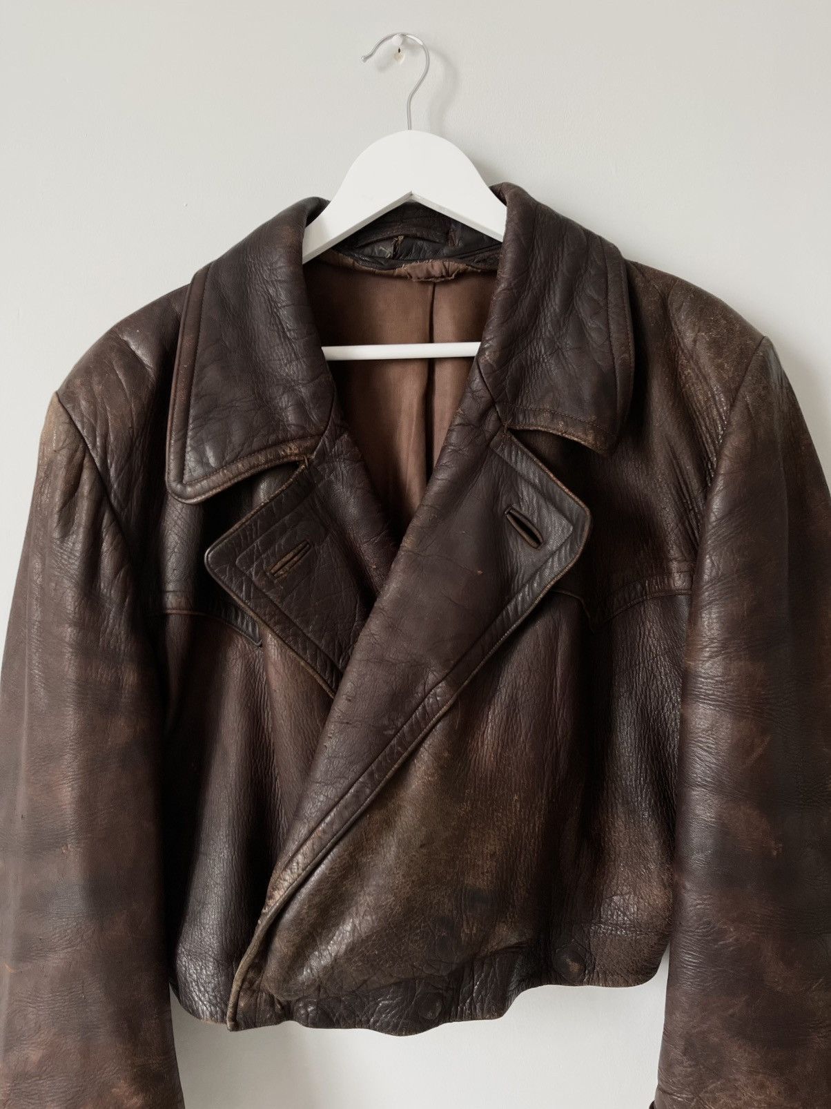 Vintage Vintage 1950's Germany Cowhide Leather Cropped Moto Jacket Size US L / EU 52-54 / 3 - 4 Thumbnail