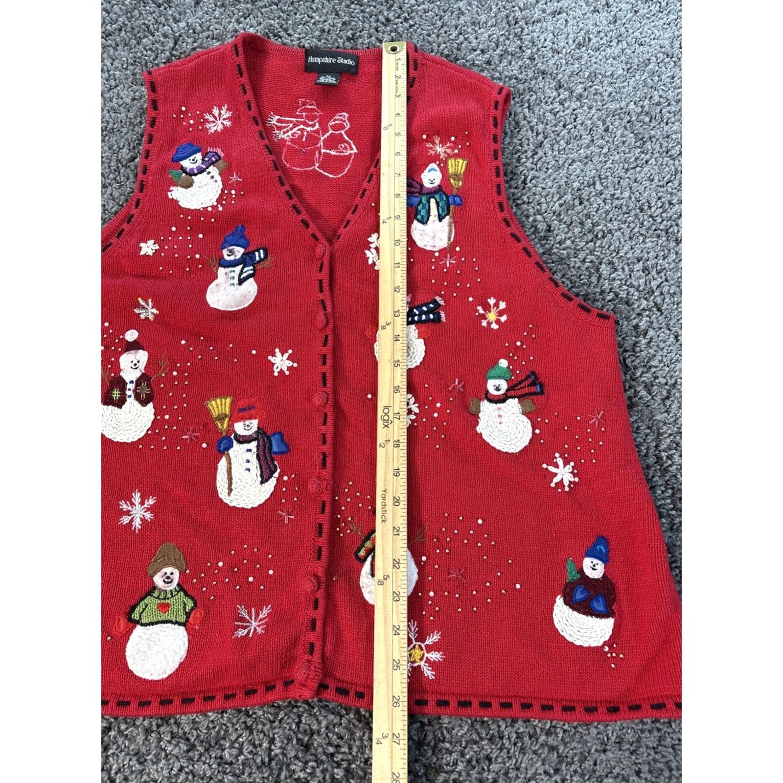 Vintage VINTAGE Hamshire Studio Sweater Womens 2X Red Christmas Vest Button Chunky Size XXL / US 16-18 / IT 52-54 - 2 Thumbnail