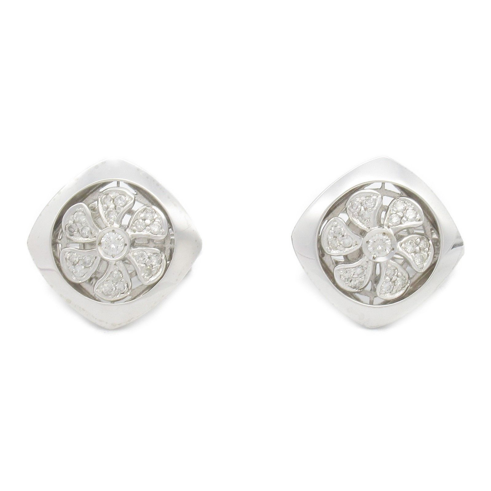 Luxuness Jewelry Diamond K18Wg Diamond Earrings Calfskin Earrings in White, Women's