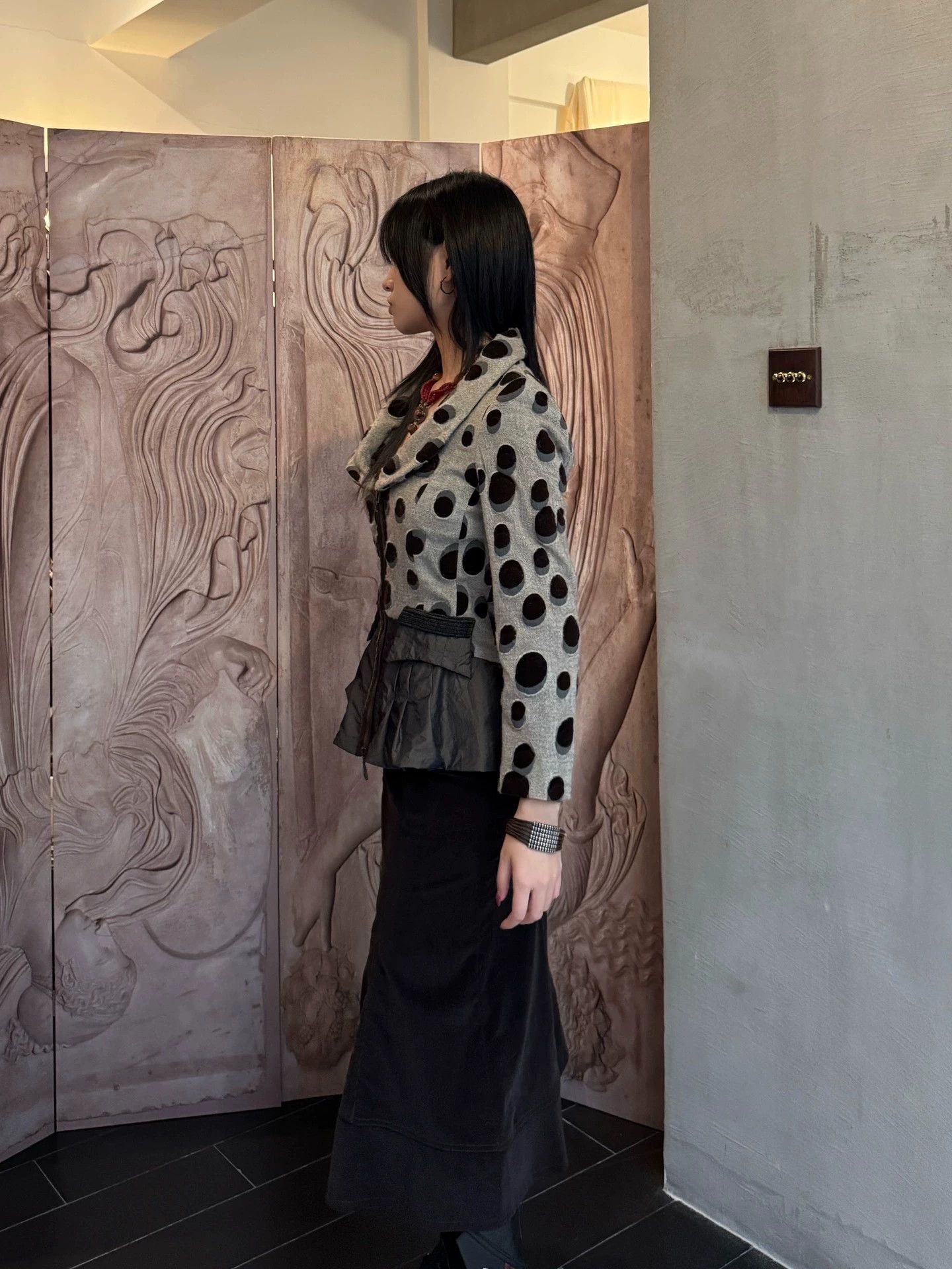 Other Italian Round Neck Polka Dot Waist Paneled Jacket Size M / US 6-8 / IT 42-44 - 8 Thumbnail