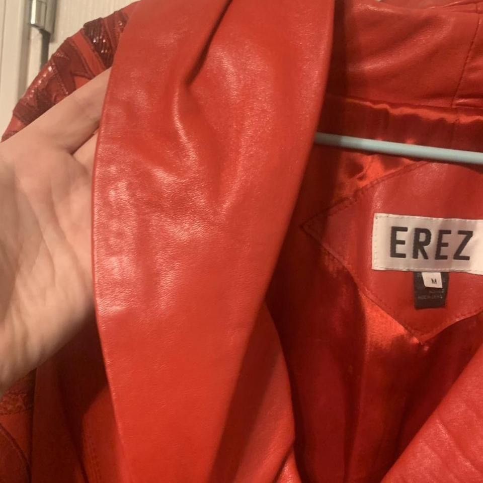 Other Erez Vintage 80s Red Leather Beaded Jacket Size M / US 6-8 / IT 42-44 - 6 Thumbnail