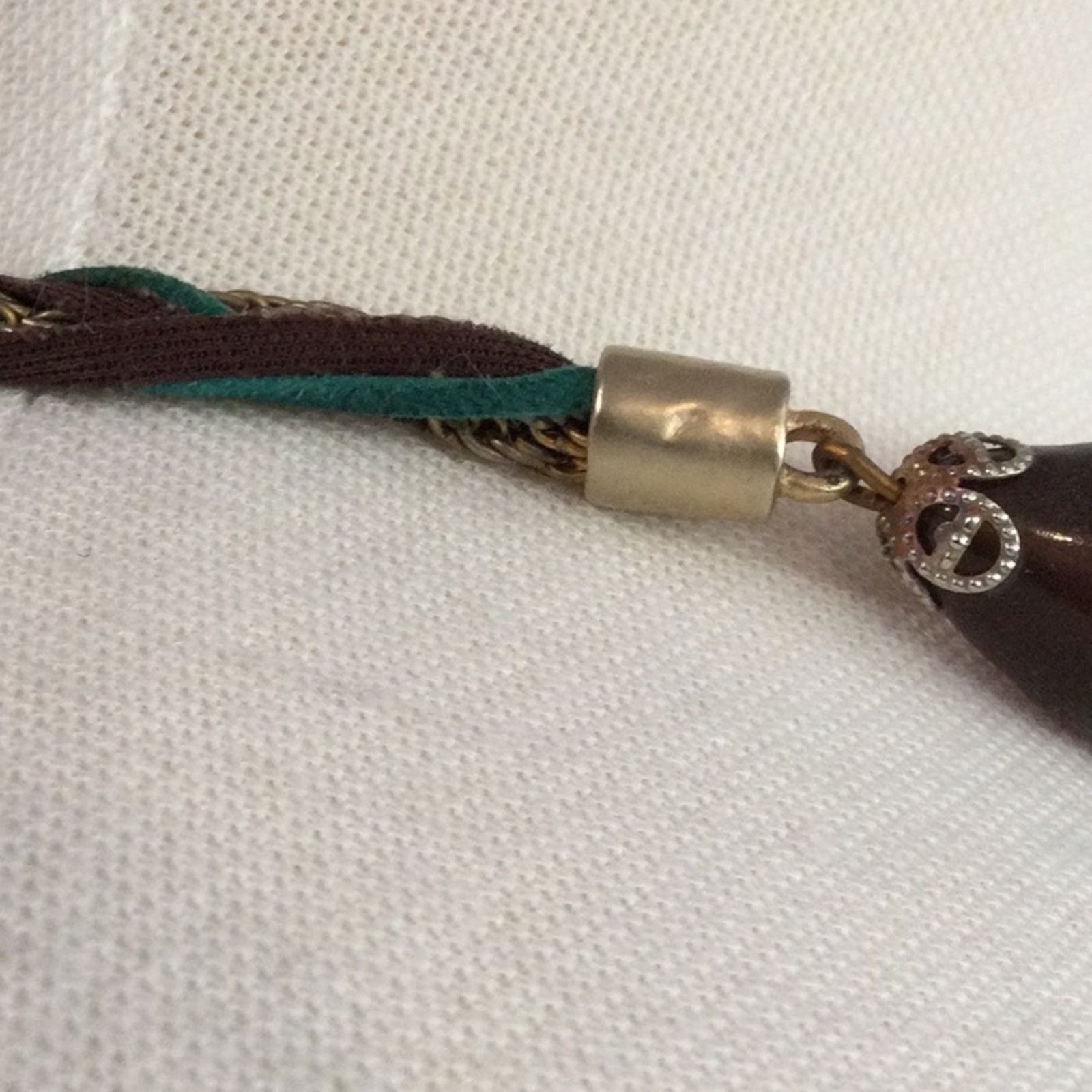 Other Elegant Blue, Gold, Brown Braided Leather Necklace Size ONE SIZE - 7 Thumbnail