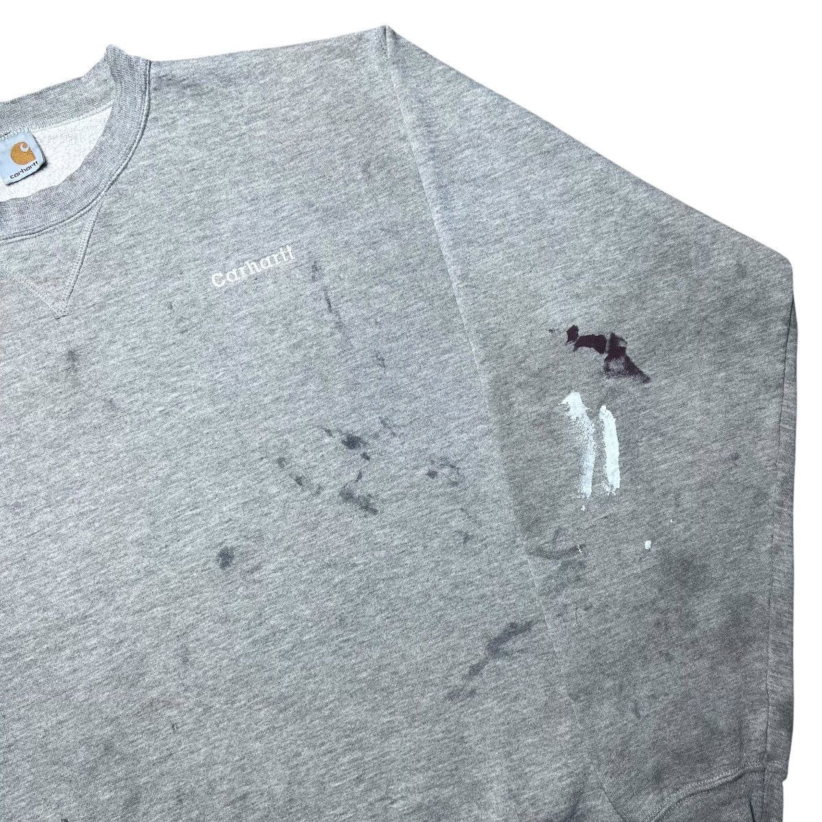Carhartt × Vintage Vtg 1990s Carhartt Gray Paint Splattered Pullover Sweatshirt Size US XL / EU 56 / 4 - 17 Thumbnail