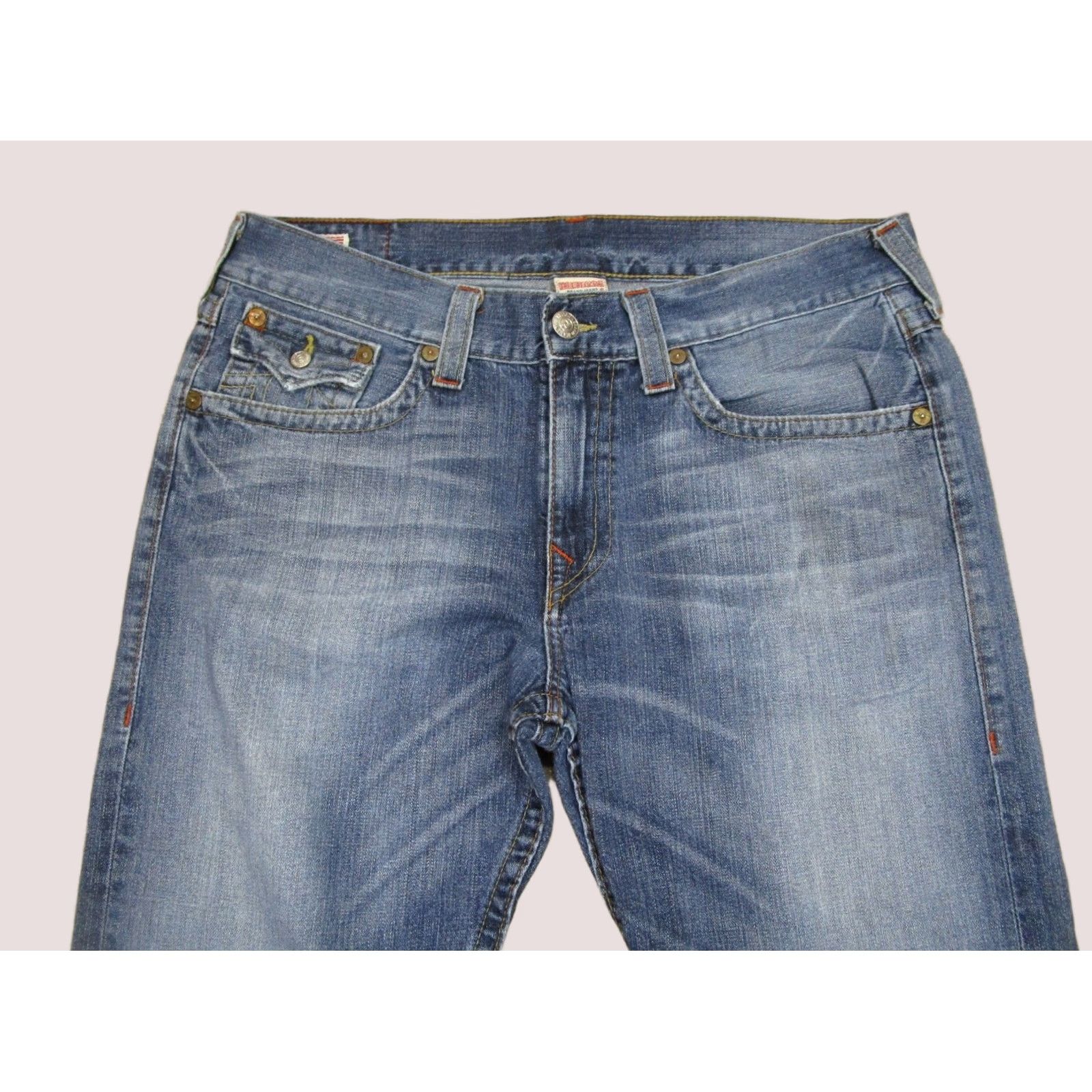 True Religion True Religion Jeans World Tour Ricky Men 38x34 Blue Light Wash Denim 5-Pocket Straight Relaxed Regular Style Jeans Size US 38 / EU 54 - 1 Thumbnail