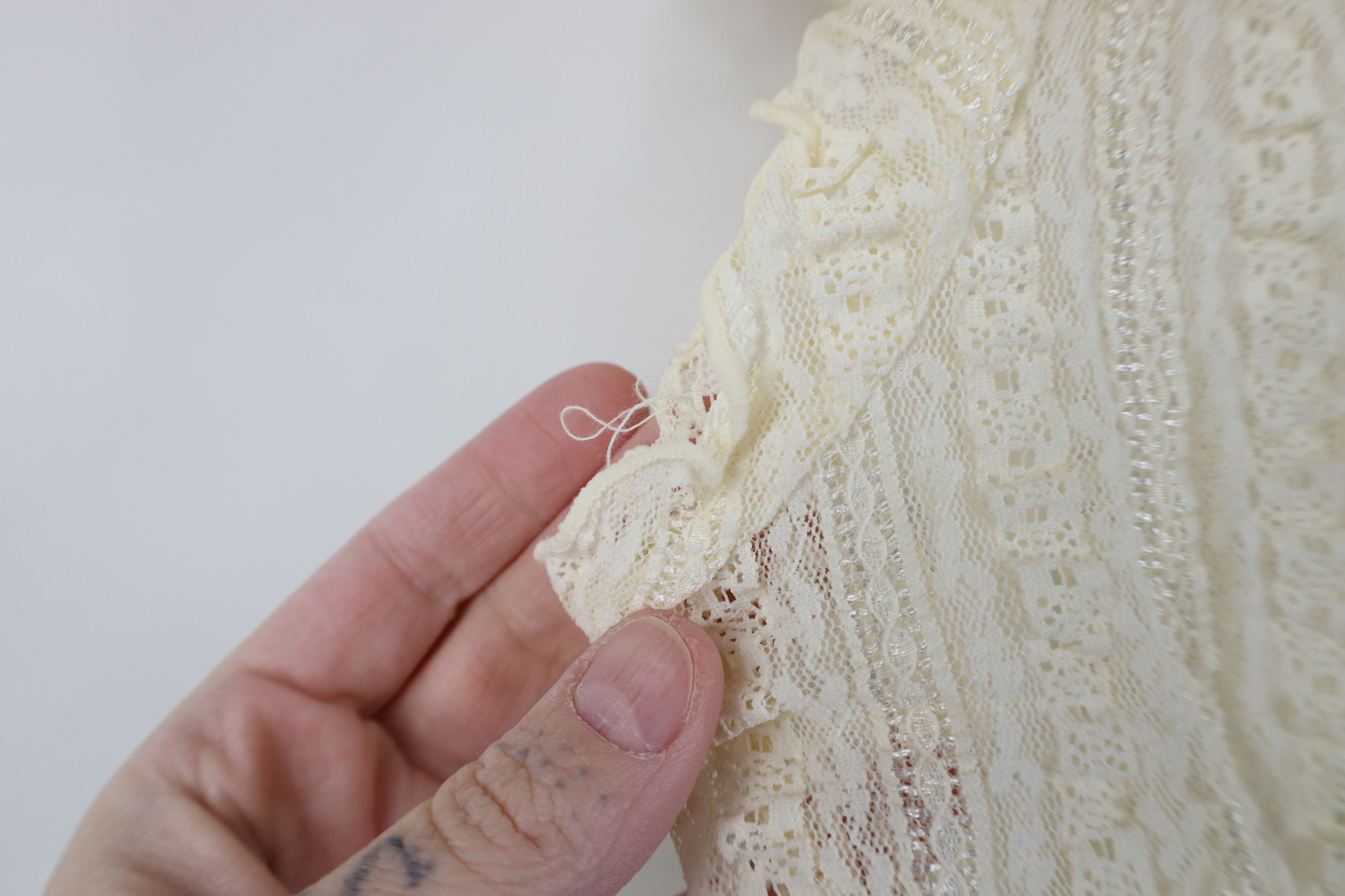Vintage Vintage 90s Y2K Babydoll Lace Stretch Shirt Top Cream USA Size XL / US 12-14 / IT 48-50 - 5 Thumbnail