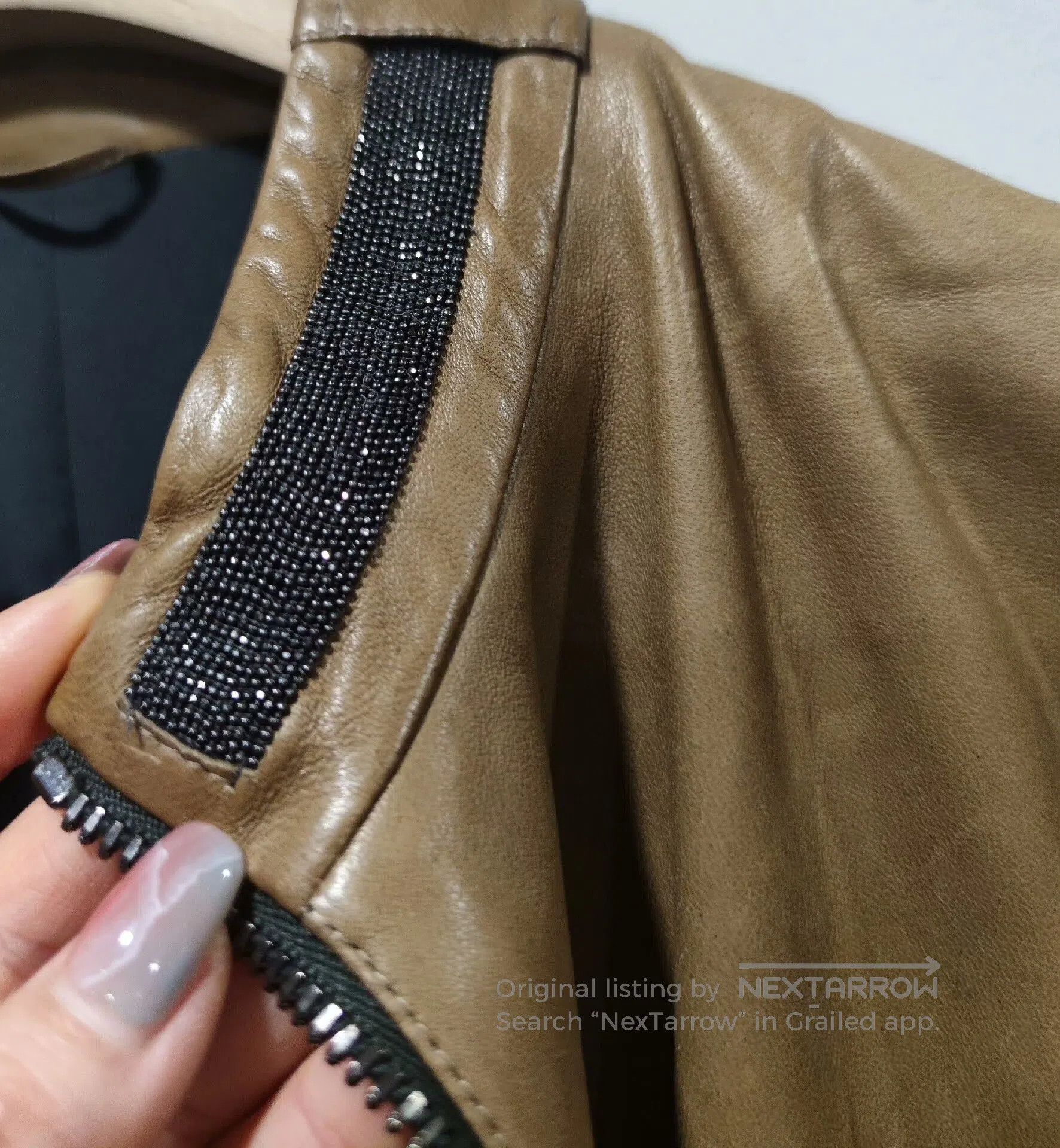 Brunello Cucinelli Brunello Cucinelli Beaded Leather Jacket. Size US L / EU 52-54 / 3 - 7 Thumbnail