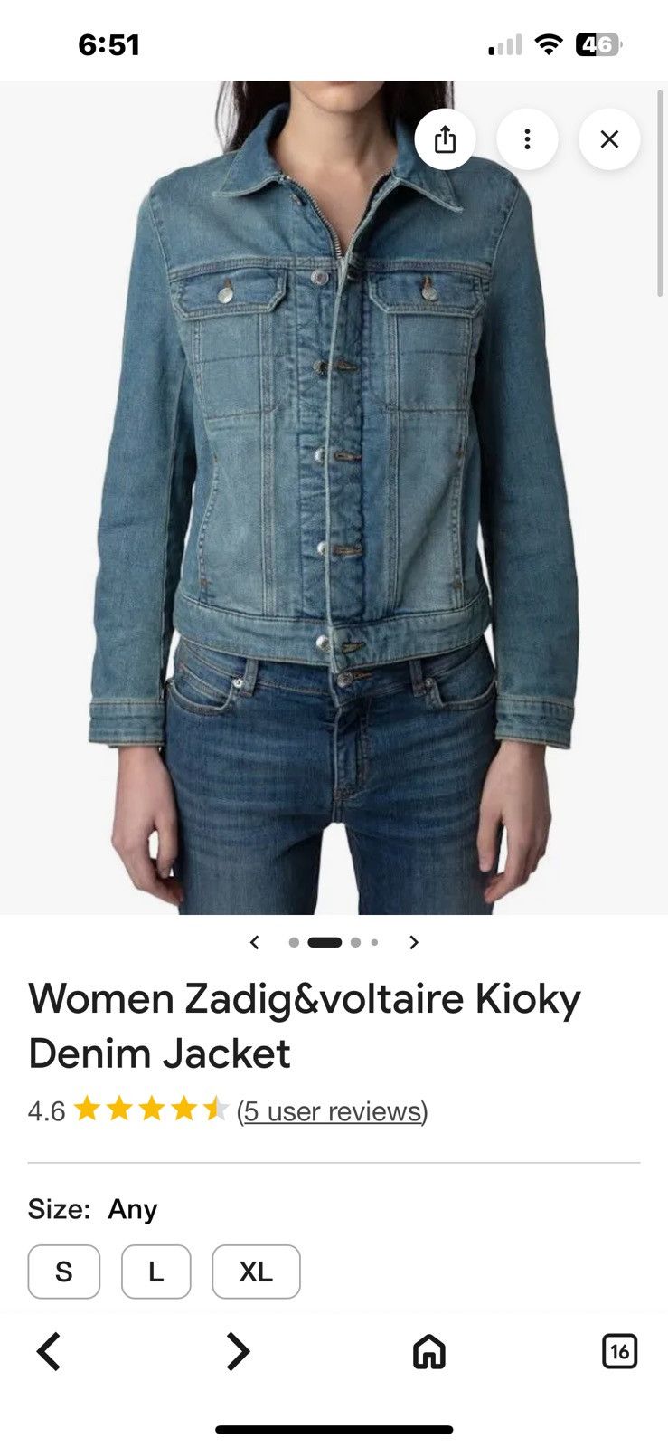 Zadig & Voltaire Zadig & Voltaire Kioky Denim Jacket XS Size XS / US 0-2 / IT 36-38 - 9 Thumbnail