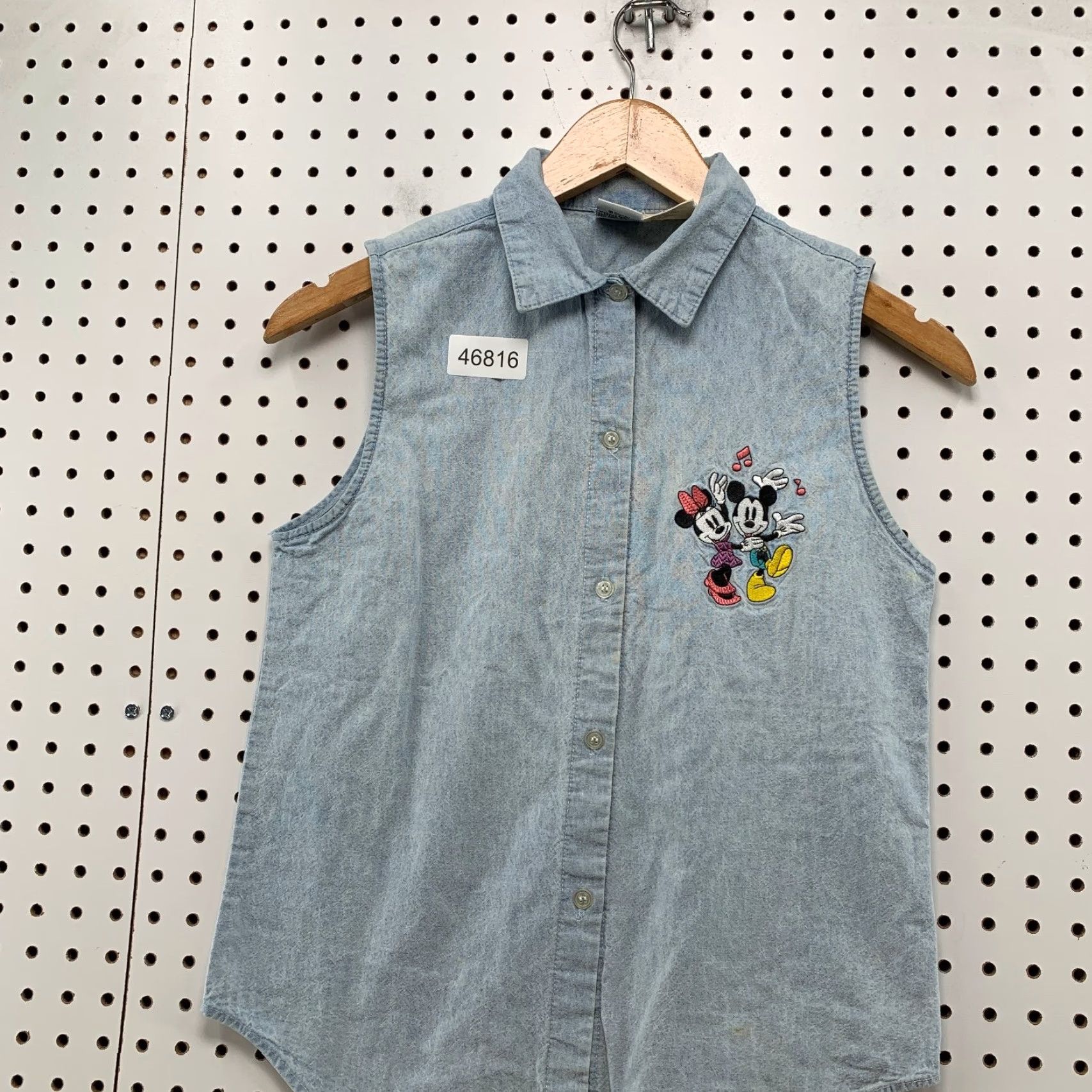 CO VINTAGE Mickey & Co Button Denim Shirt Womens Medium Size 10 Embroidered Blue 100% Cotton Denim Shirt Mickey Embroidered Casual Womens Shirt 90s? Size M / US 6-8 / IT 42-44 - 4 Thumbnail