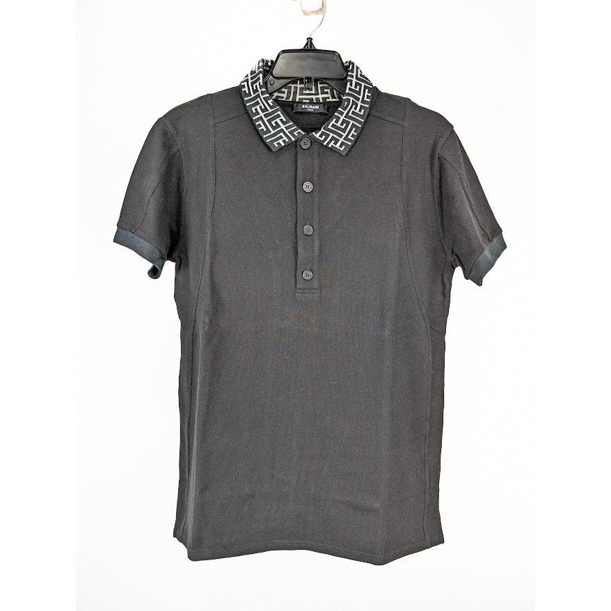 Balmain o1rshd1 Q:2 / Classic Polo with Monogram Logo Collar Black Size US M / EU 48-50 / 2 - 1 Thumbnail