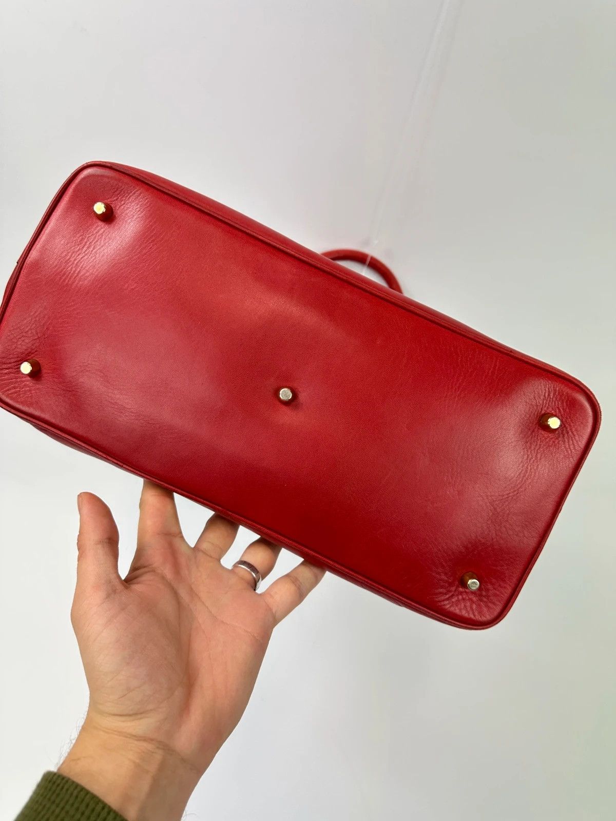 Prada Prada Milano Red Leather Handbag Gold Hardware Size ONE SIZE - 5 Thumbnail