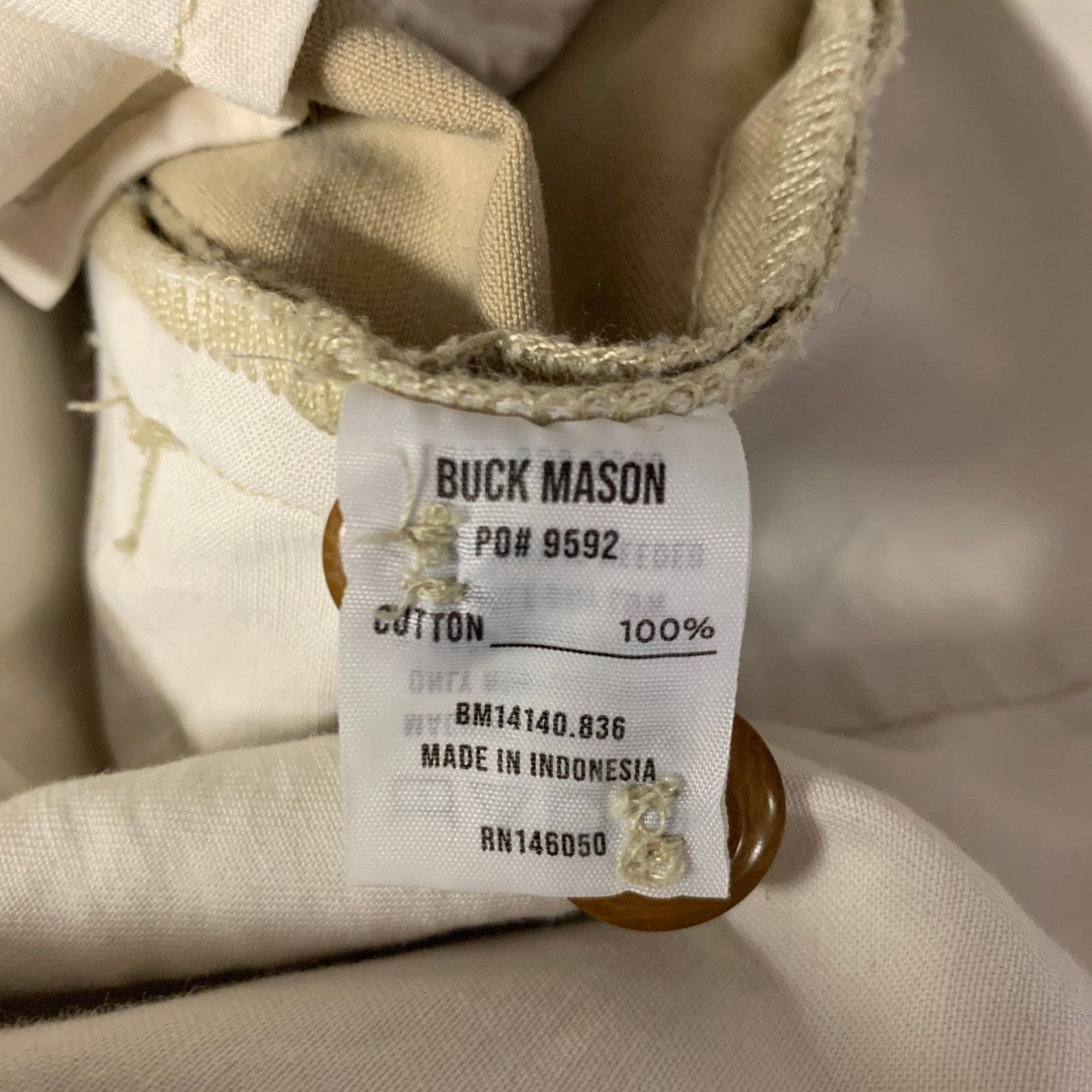 Buck Mason Size 32 Khaki Solid Cotton Button Fly Casual Pants Size US 32 / EU 48 - 4 Thumbnail