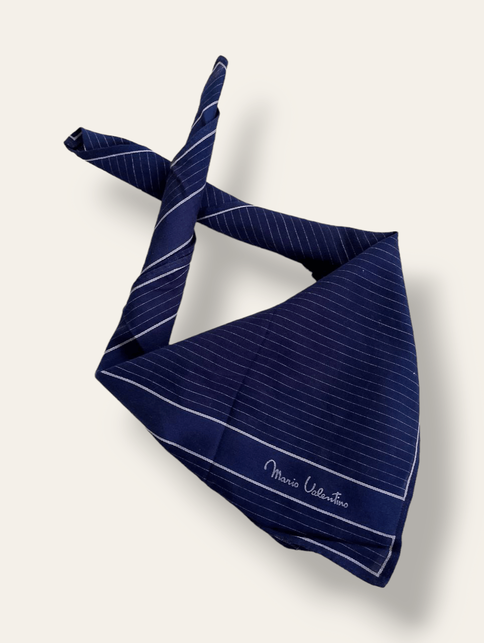 image of Italian Designers Mario Valentino Stripe Handkerchief Bandana Scarf in Blue, Men's