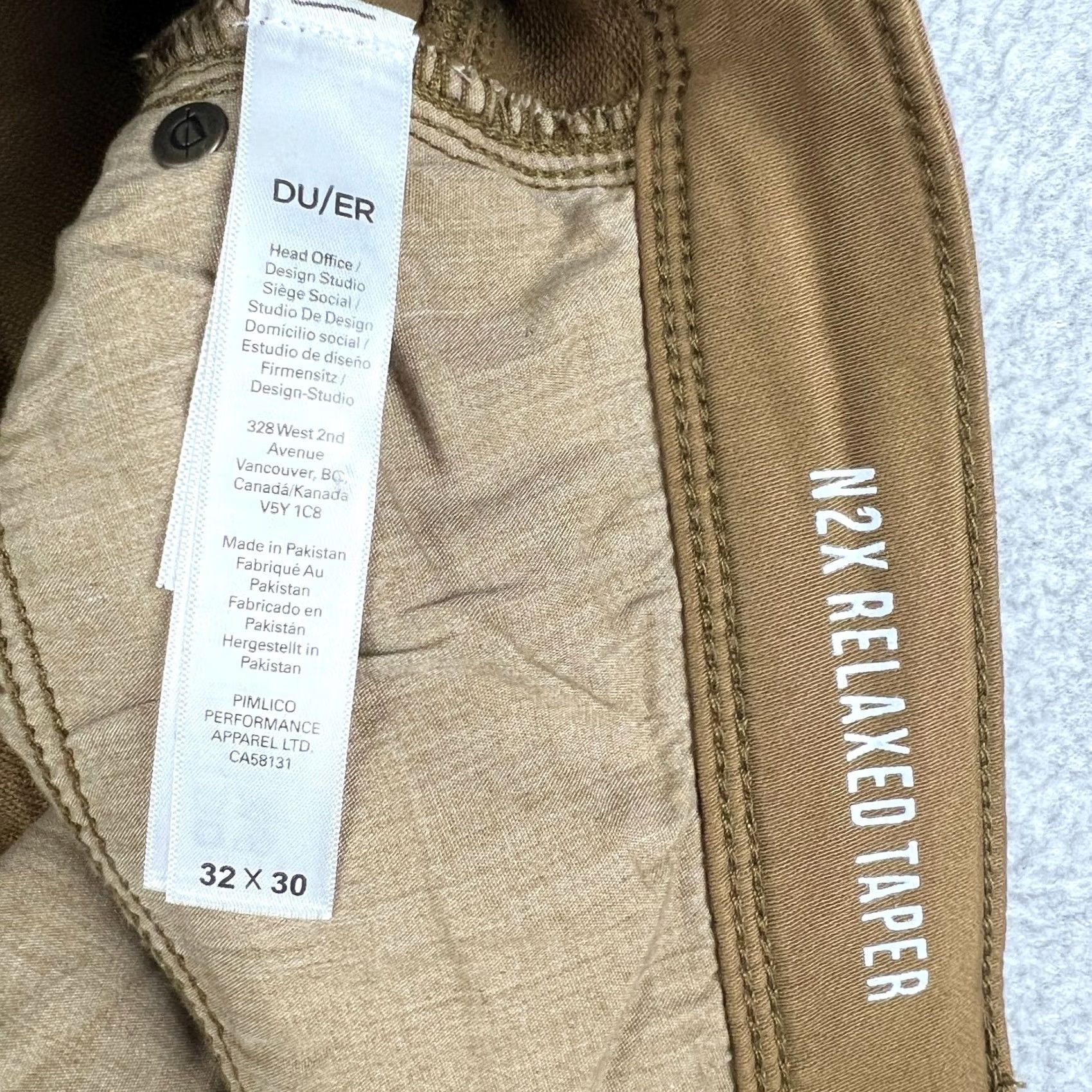 DUER DUER DU/ER No Sweat N2X Relaxed Taper Pants Chino Stretch Beige 32x28 Mens Size US 32 / EU 48 - 3 Thumbnail