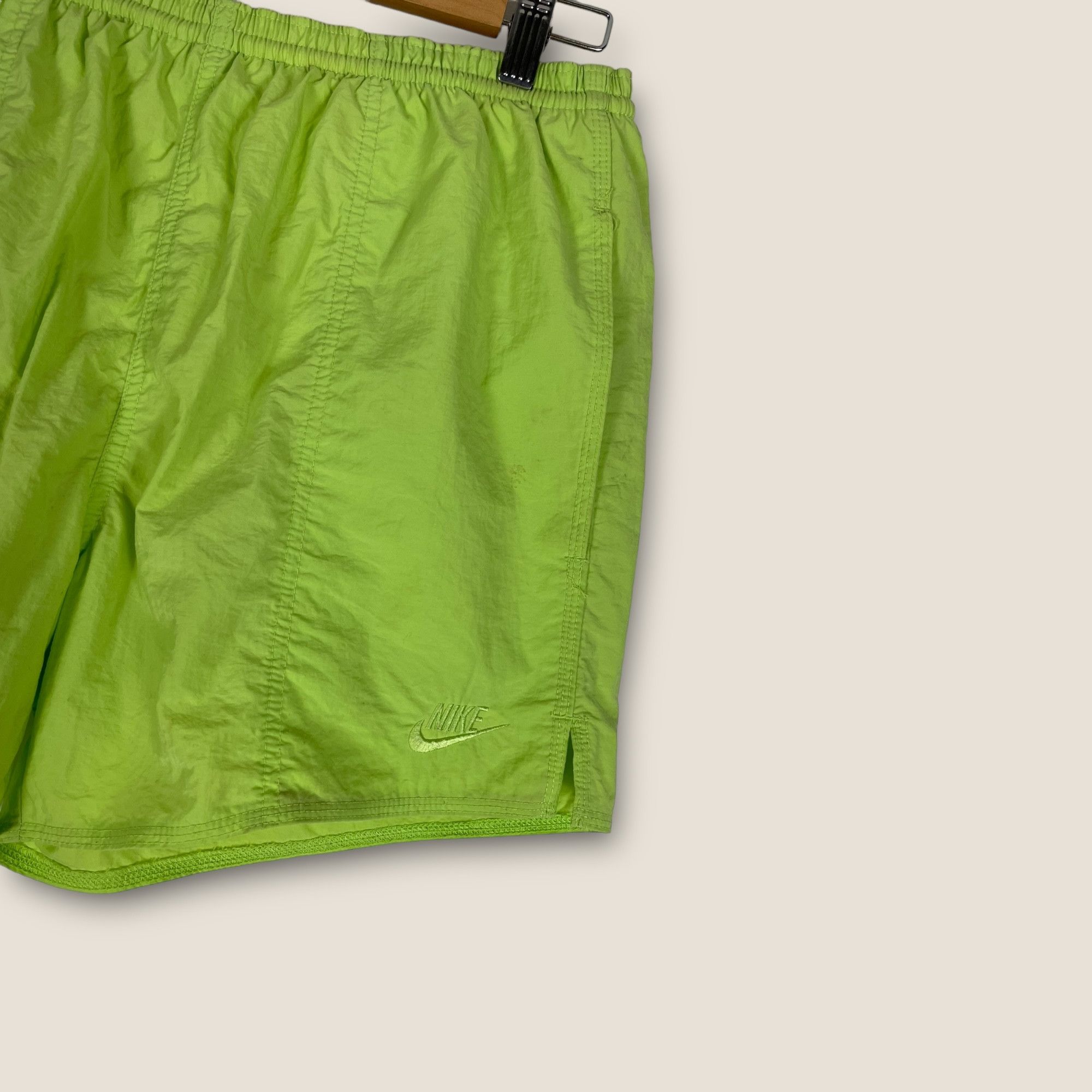 Nike Vintage 90s Nike Athletic Neon Green Running Swoosh Shorts Size US 32 / EU 48 - 2 Thumbnail