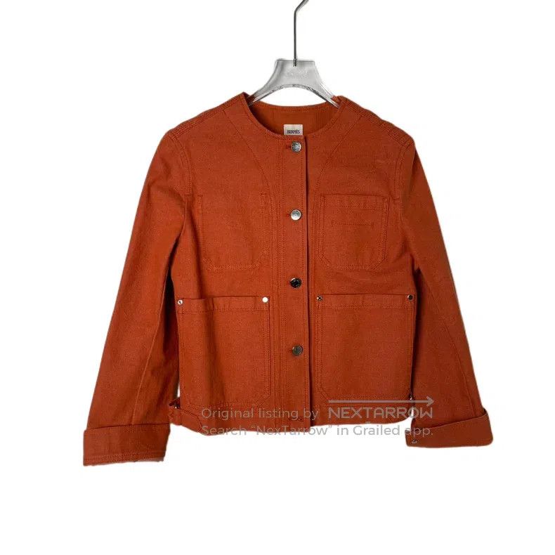 Hermes Hermes Spring/Summer Women's Wear, Orange Denim Jacket Size XS / US 0-2 / IT 36-38 - 3 Thumbnail