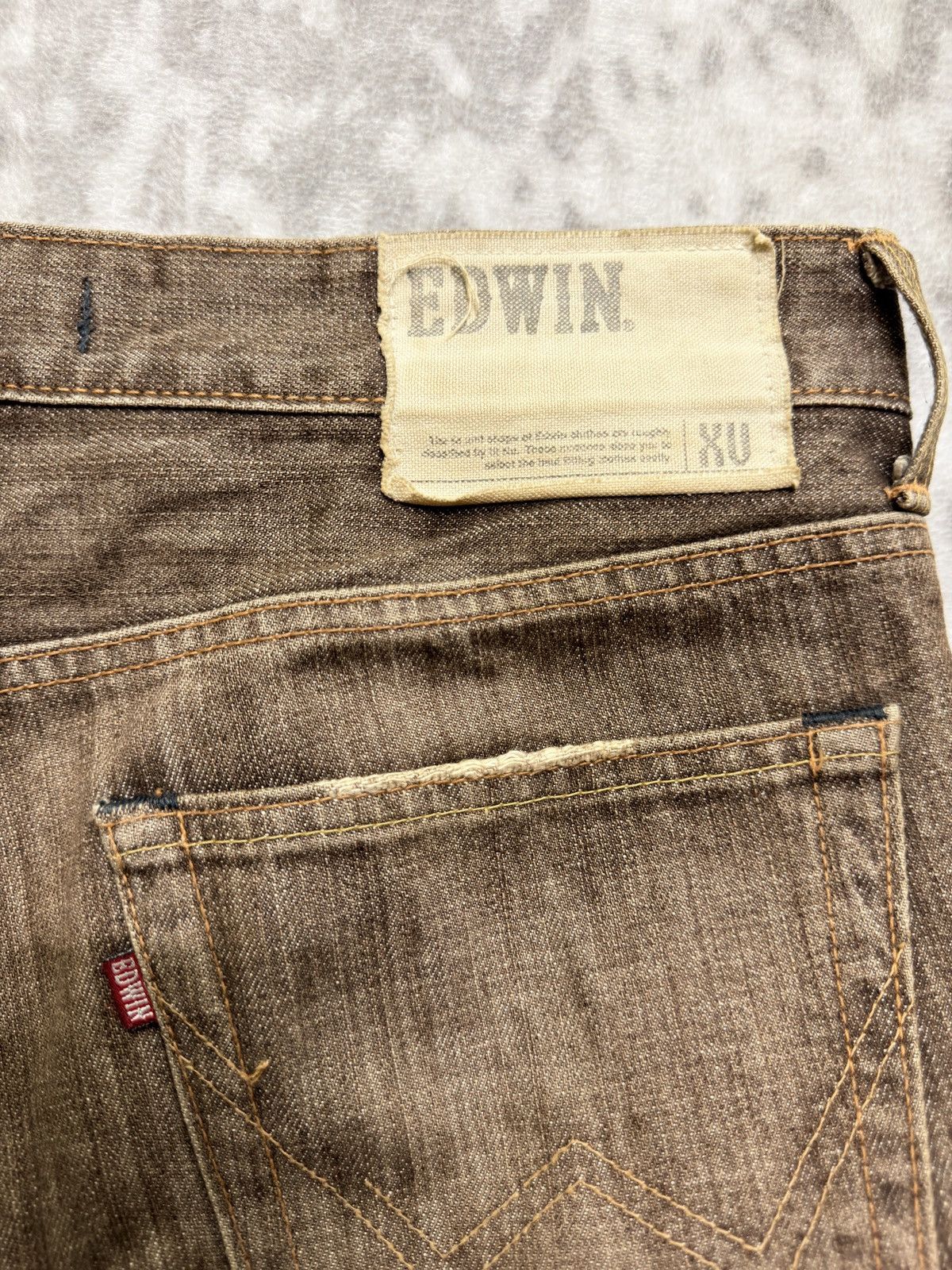 Edwin Vintage Edwin XV Brown Distressed Bootcut Flare Denim Jeans Size US 35 - 17 Thumbnail