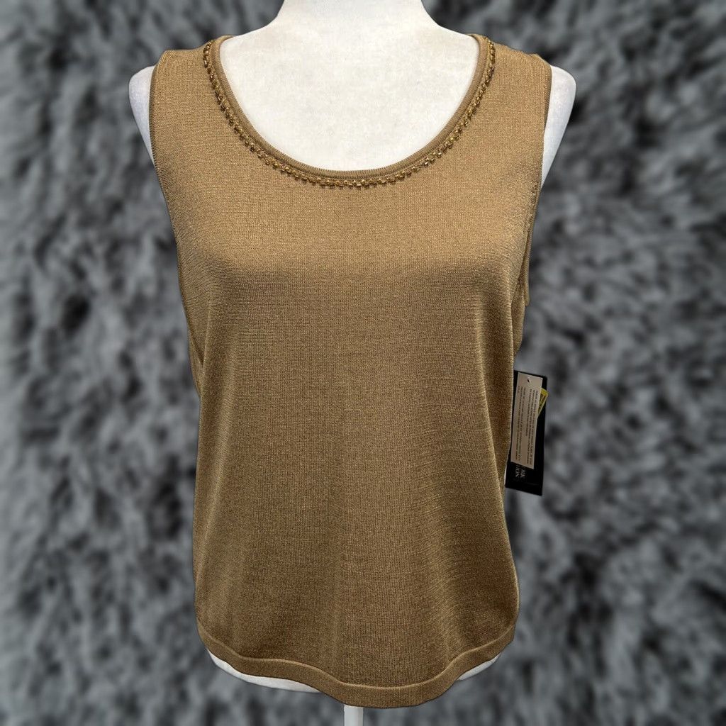 Jones New York Jones New York Sweater Women Large Sleeveless Knit Beaded Shell Classic All Seasons Size L / US 10 / IT 46 - 1 Thumbnail