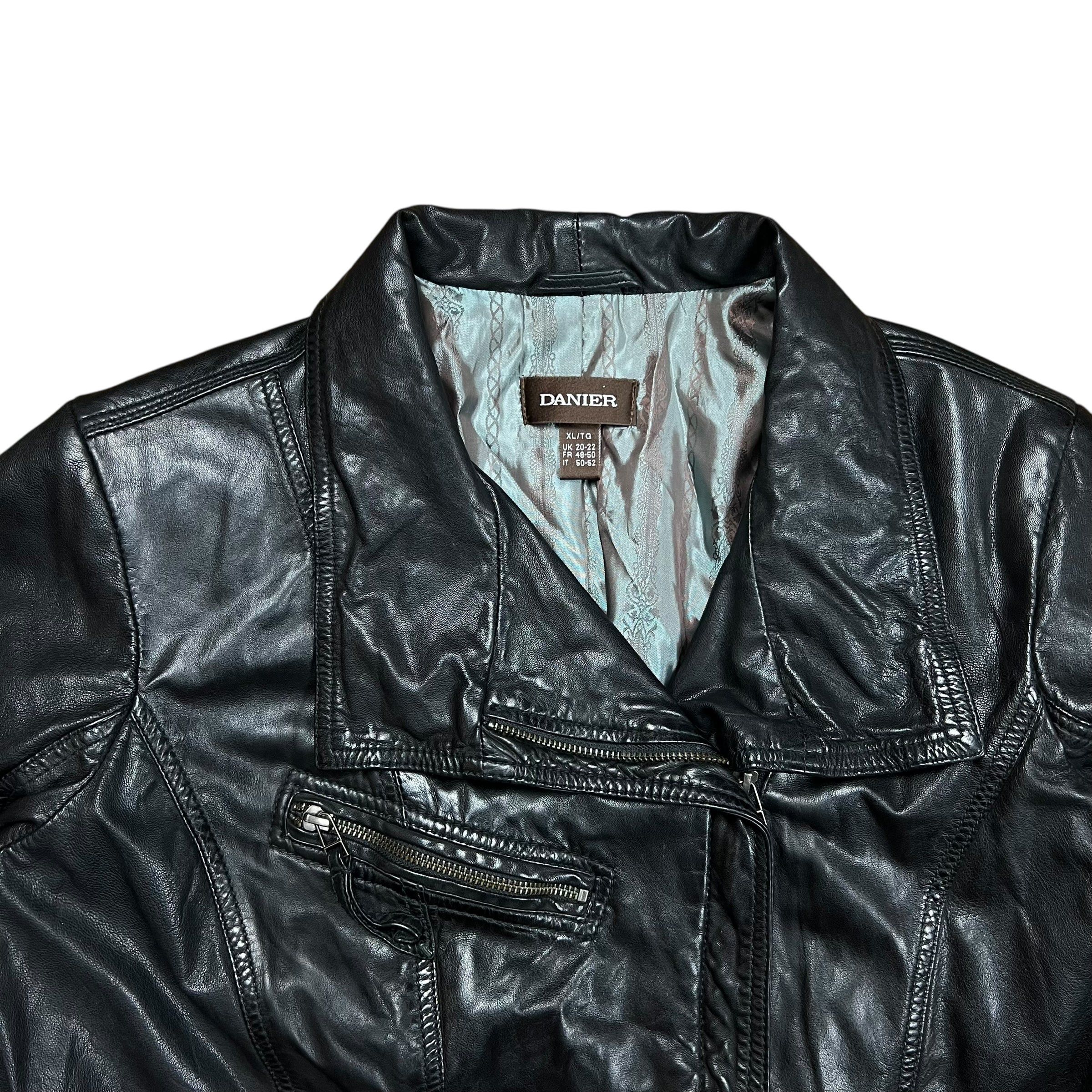 Danier Danier Black Leather Asymmetrical Biker Jacket - XL Size XL / US 12-14 / IT 48-50 - 2 Thumbnail