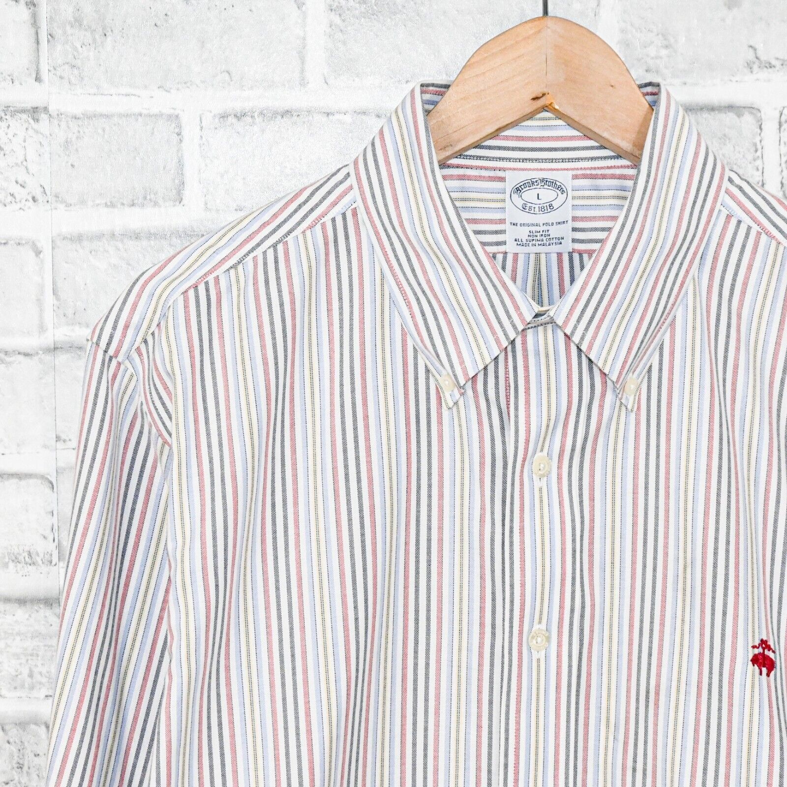 Brooks Brothers Brooks Brothers Slim Fit Button Down Shirt Red Logo striped Size US L / EU 52-54 / 3 - 6 Thumbnail