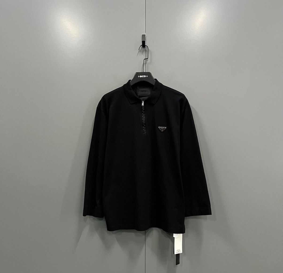 Prada Prada Black Triangle Logo Half-Zip Long Sleeve J41 Size US L / EU 52-54 / 3 - 1 Thumbnail