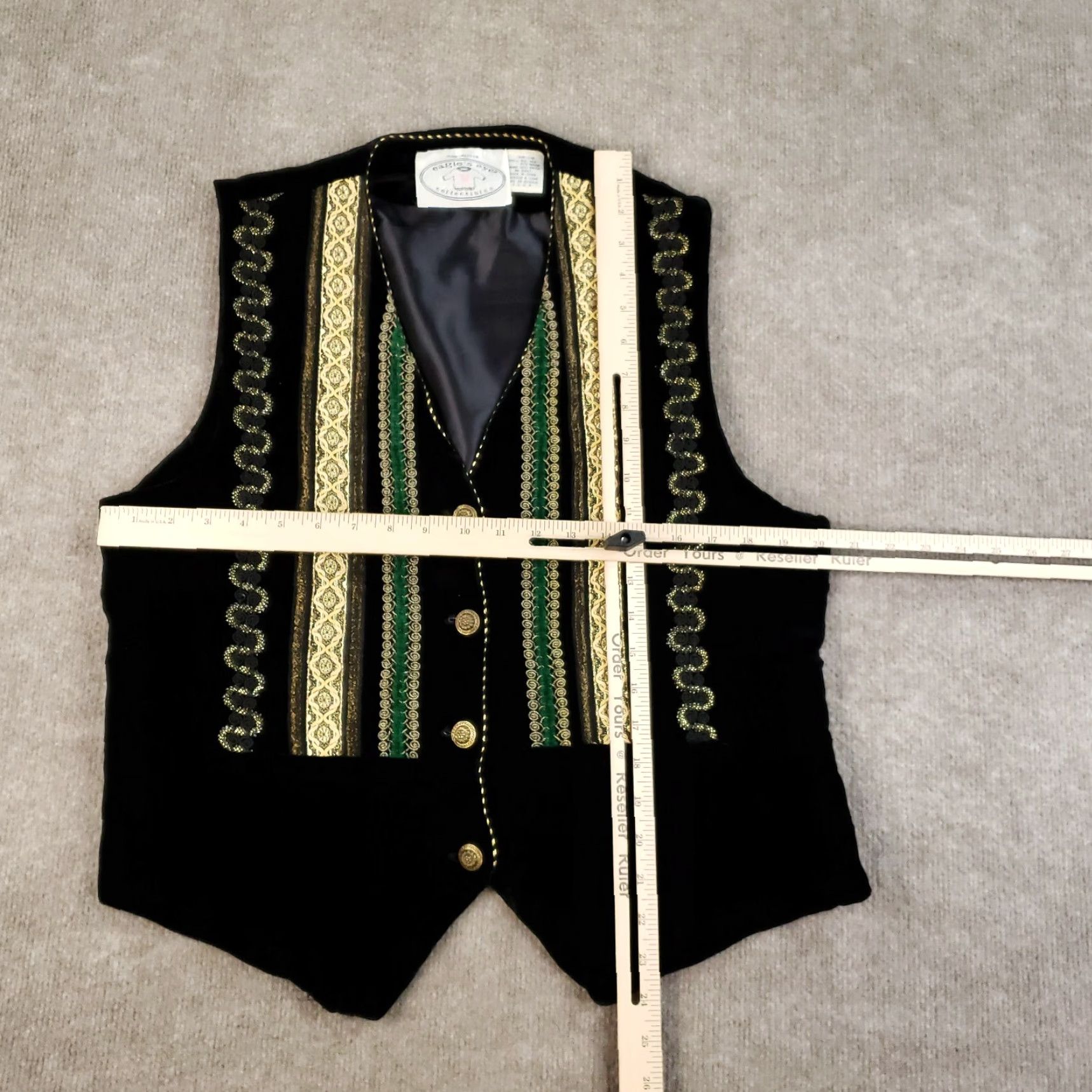 Velvet VINTAGE Eagles Eye Women’s Vest Large Black Velvet Ribbon Gold Starburst Accents 90s Formal Casual Size L / US 10 / IT 46 - 2 Thumbnail
