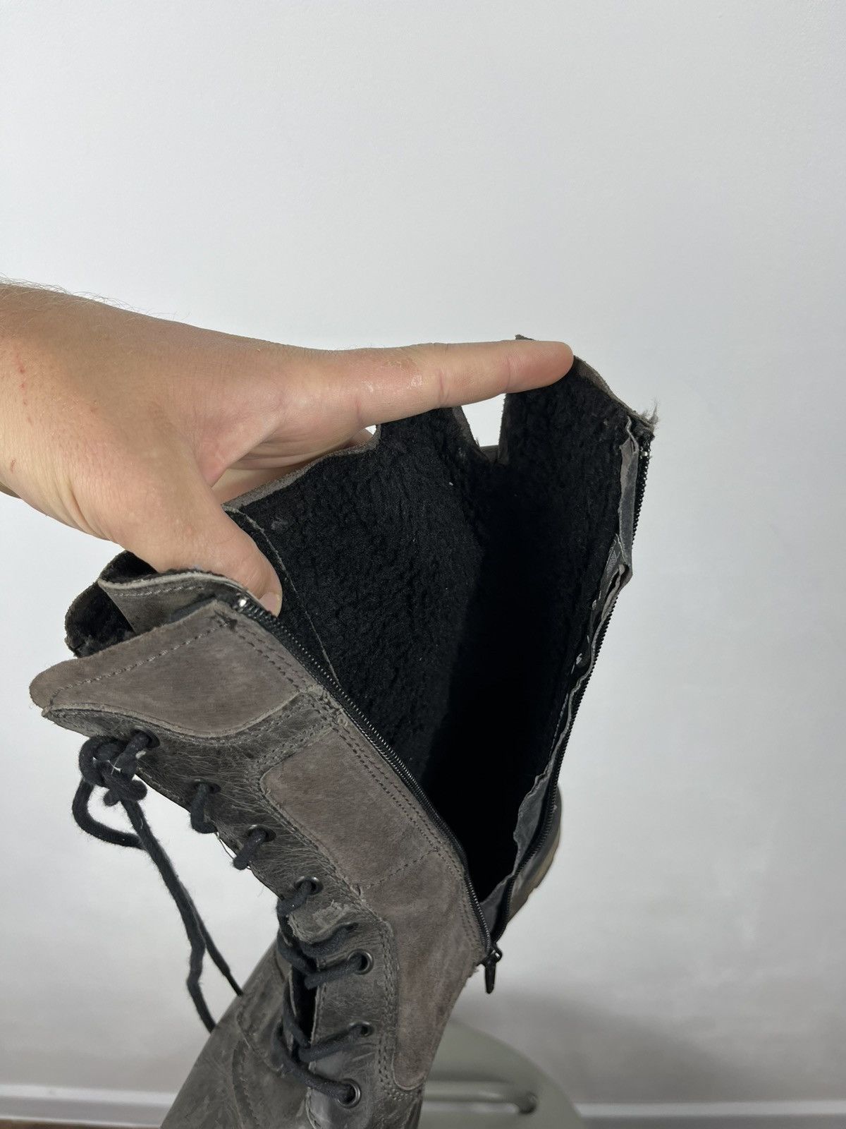 Other Gray Distressed Leather Lace-Up Avant-Garde Boots Size 39 Size US 8.5 / IT 38.5 - 13 Thumbnail