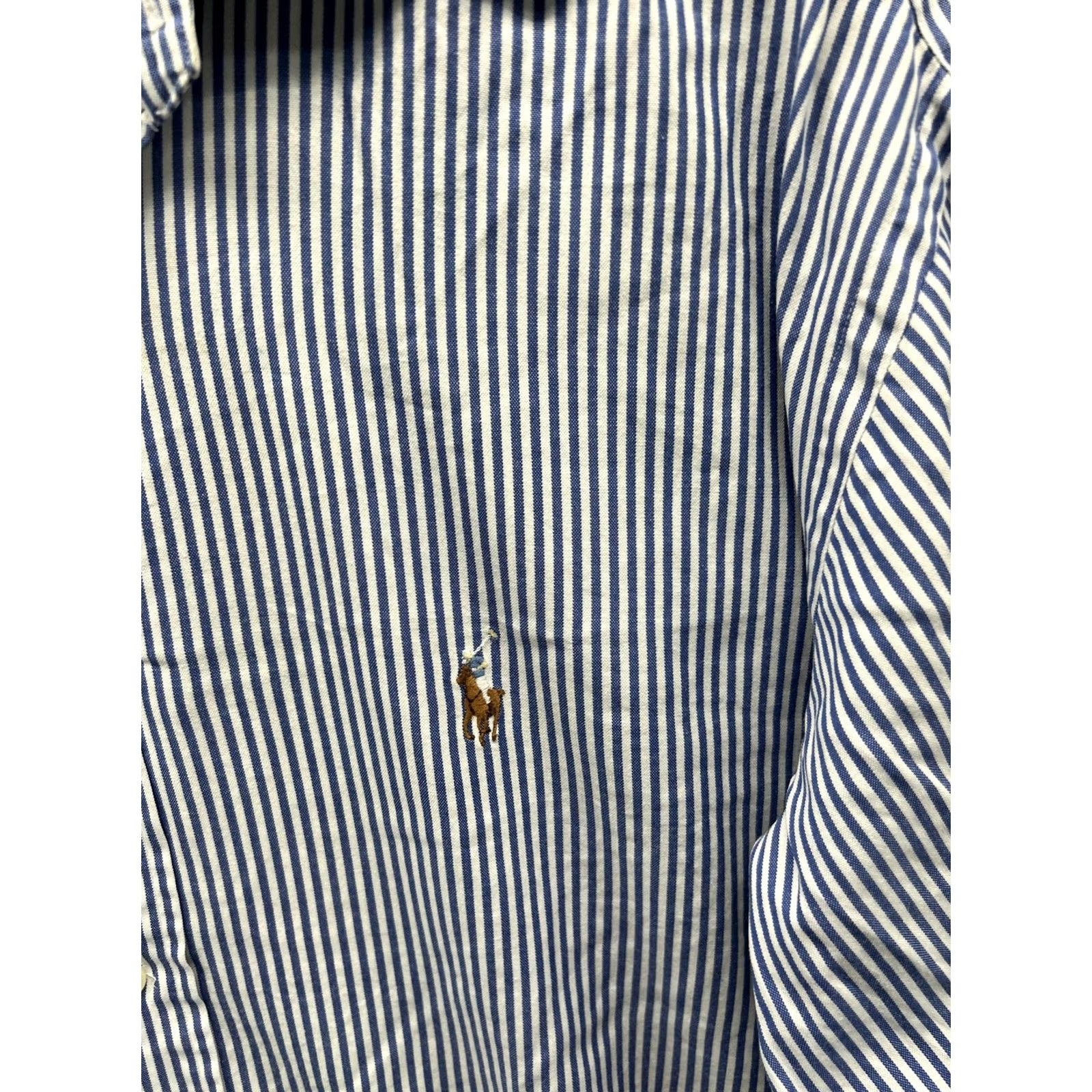Ralph Lauren Ralph Lauren Yarmouth Shirt Mens 16.5 34/35 Blue Stripe Oxford Cotton Logo Dress Shirt Size US XL / EU 56 / 4 - 7 Thumbnail
