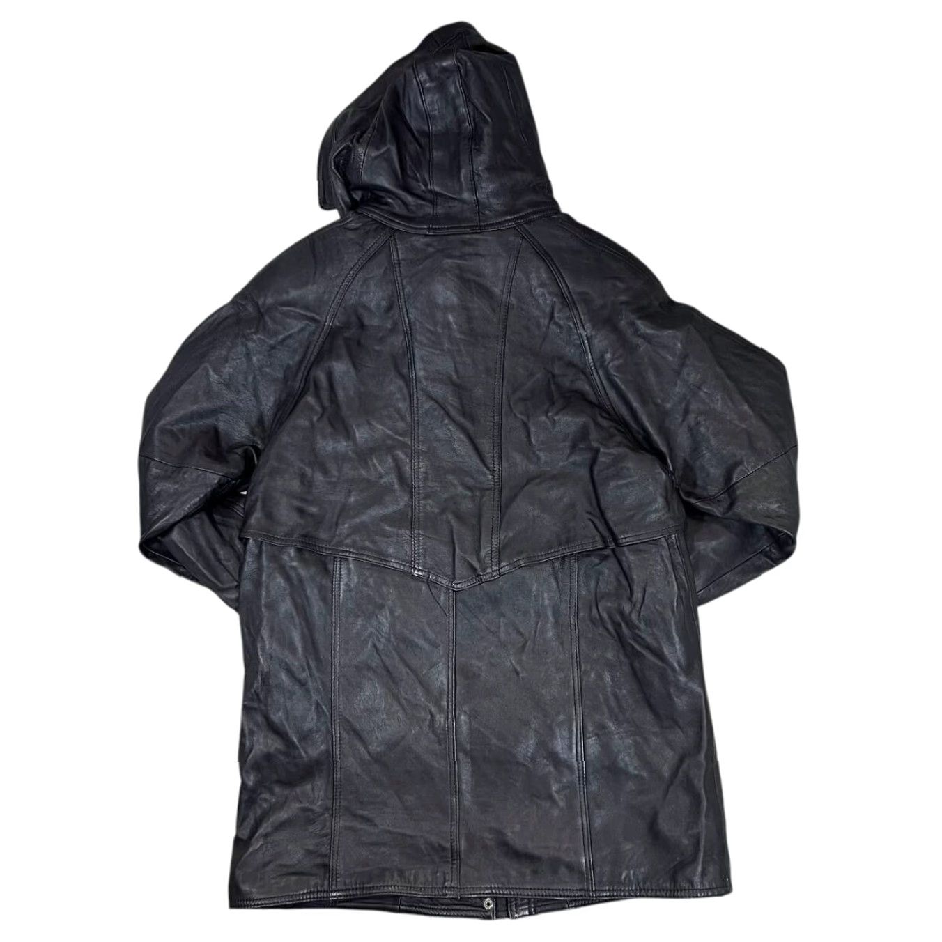 Vintage VINTAGE SINAN LEDER Made In Turkey Black Leather Hooded Jacket Women's XXL L XL Jacket Hooded Leather Black Womens 90s Size XXL / US 16-18 / IT 52-54 - 2 Thumbnail