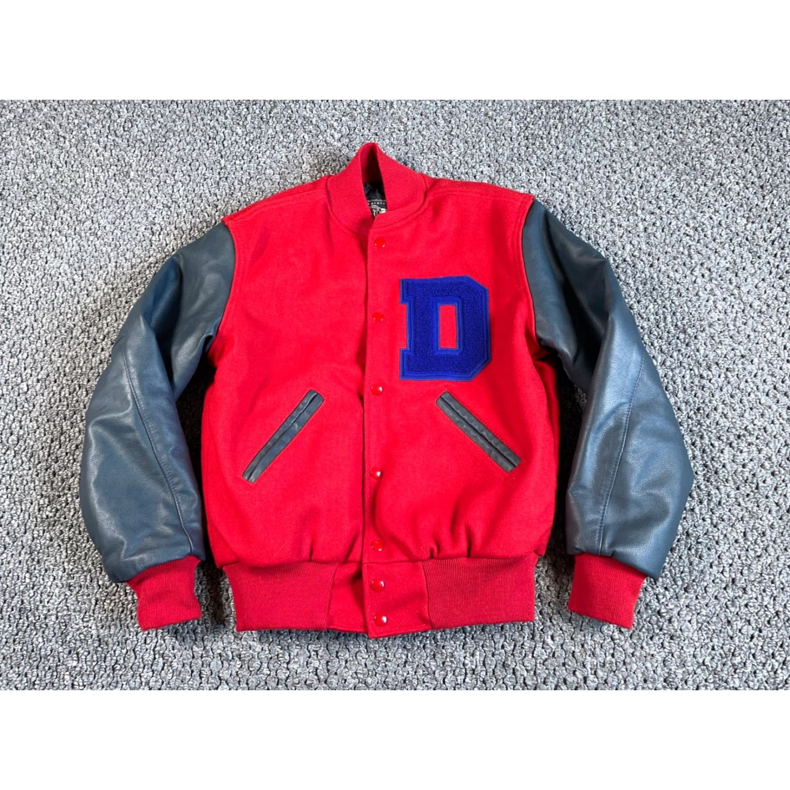Holloway VINTAGE Holloway Varsity Jacket Shirt XS Red Gray Wool Leather USA Made Men Size US XS / EU 42 / 0 - 2 Thumbnail