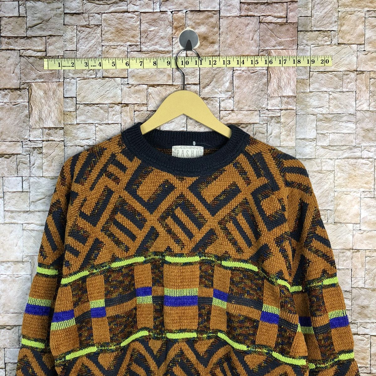 Vintage Pashu Brown art vintage Knitwear sweatshirt #A418 Size US L / EU 52-54 / 3 - 2 Thumbnail