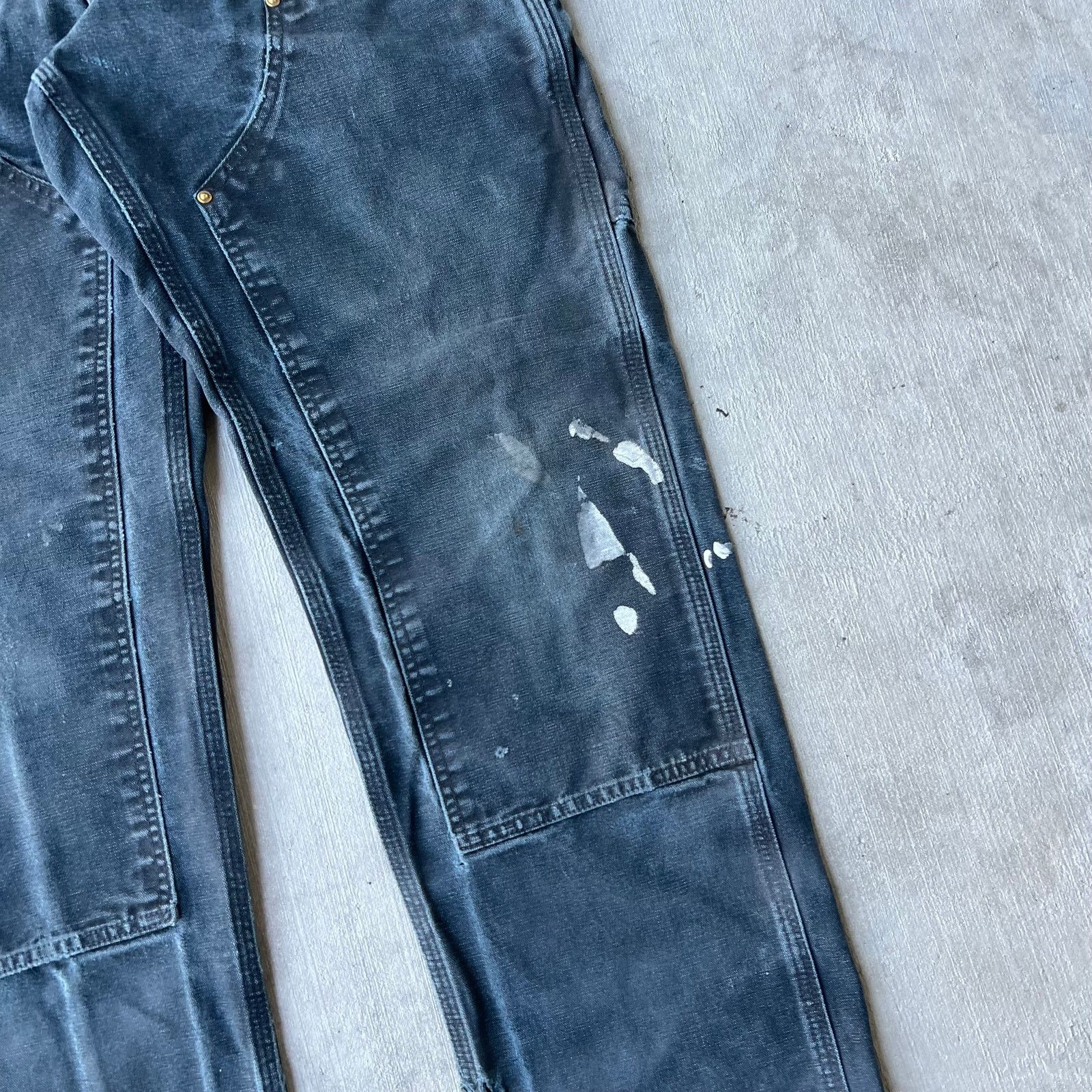 Carhartt × Vintage Carhartt faded black double knee work wear carpenter pants Size US 31 - 4 Thumbnail