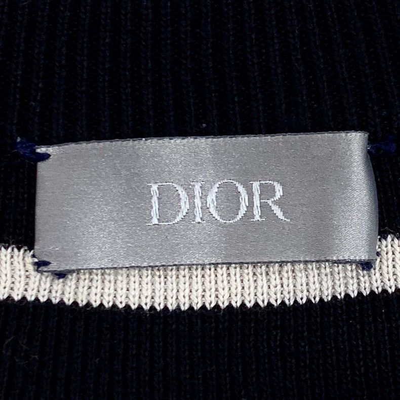 Dior Dior Black striped letter inlaid mulberry silk round-neck s Size S / US 4 / IT 40 - 6 Thumbnail