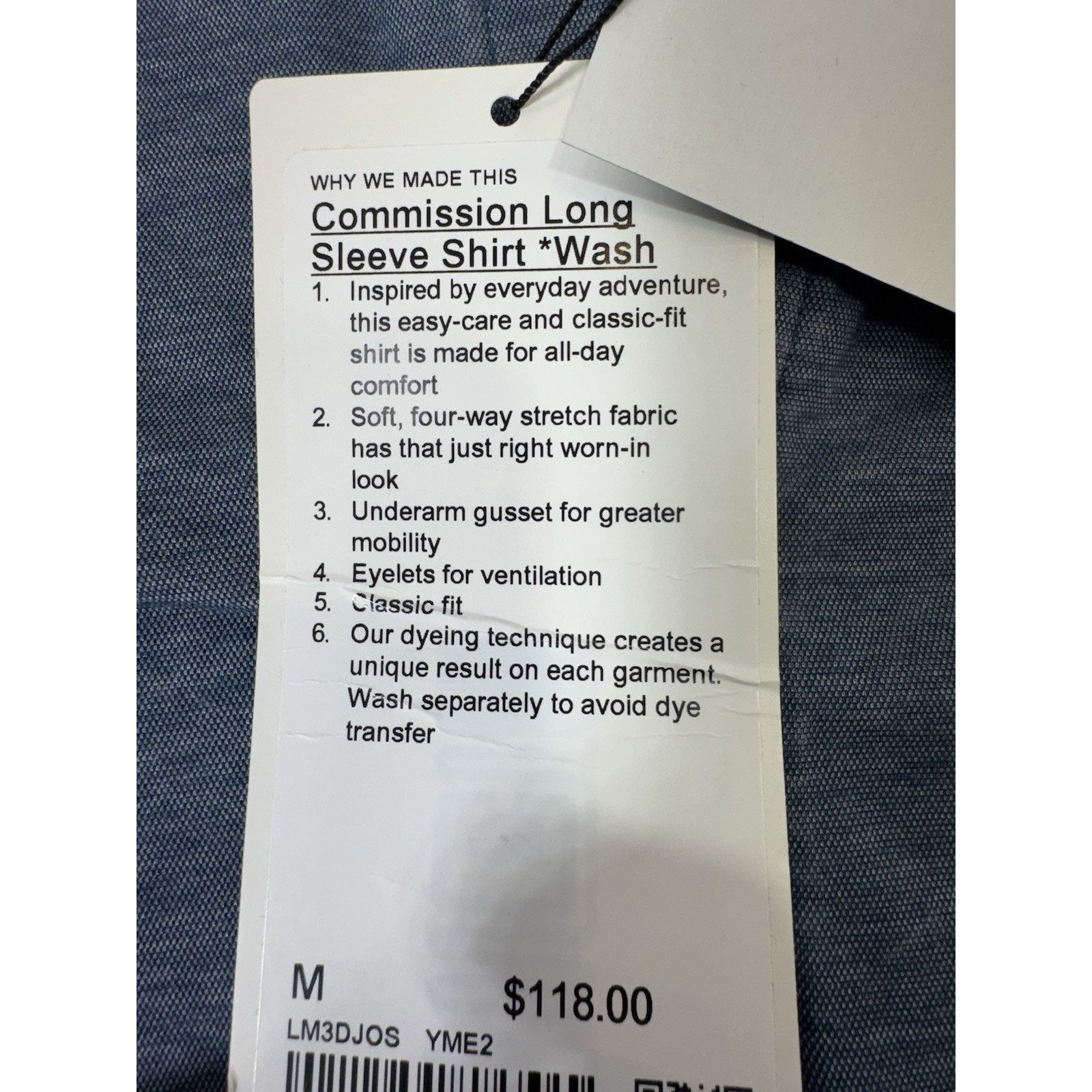 Lululemon Lululemon Men's Commission Shirt Size Medium , Denim Size US M / EU 48-50 / 2 - 6 Thumbnail