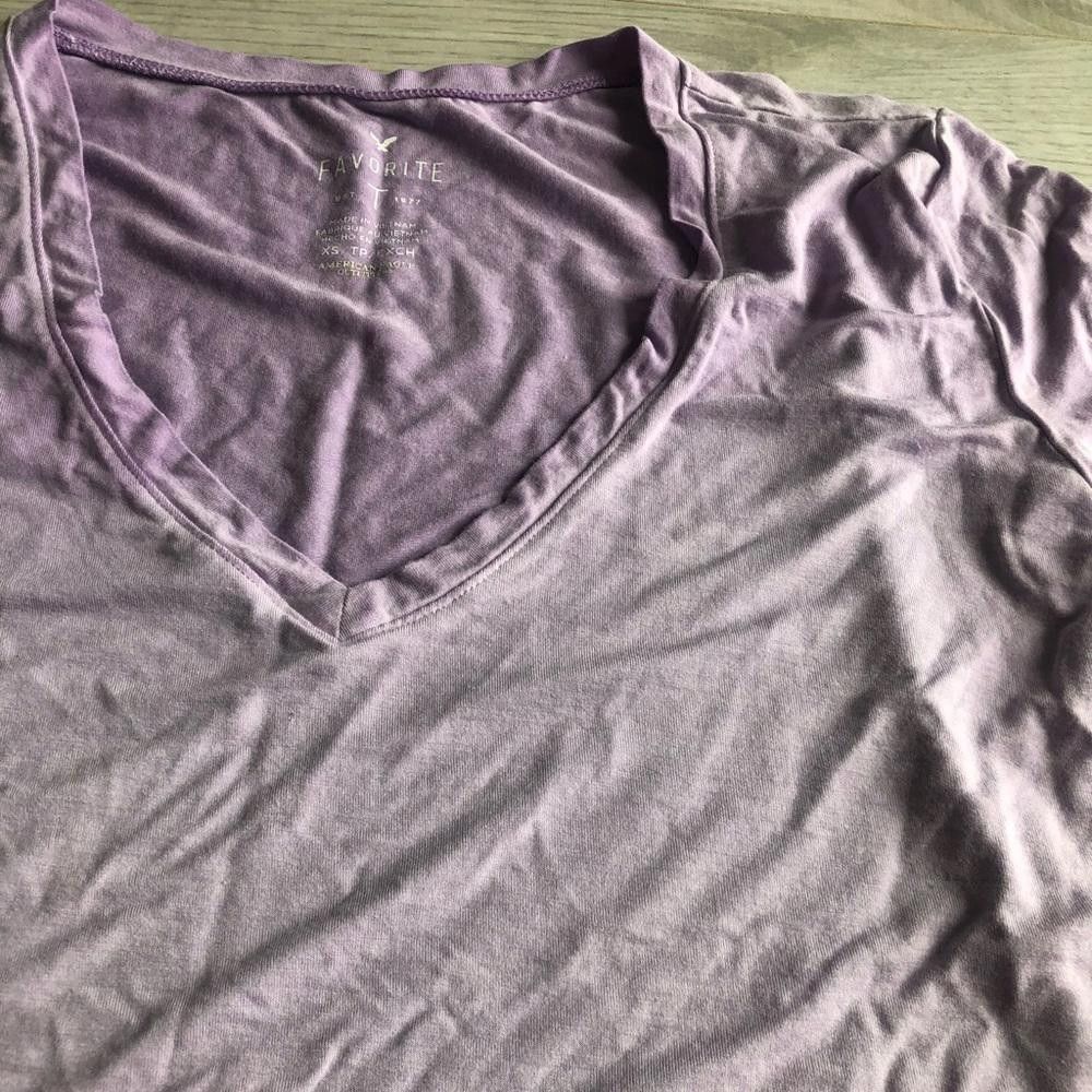 Designer American Eagle Light Purple V Neck Short Sleeve Shirt Size XS / US 0-2 / IT 36-38 - 2 Thumbnail