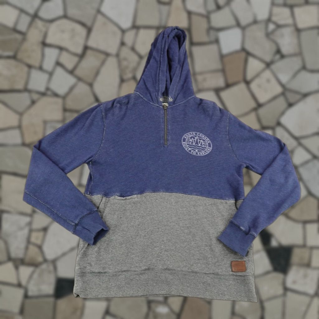 Roots VINTAGE Roots Canada Hoodie Men Small Blue 1/4 Zip Pullover Sweatshirt Outdoor Size US S / EU 44-46 / 1 - 1 Thumbnail