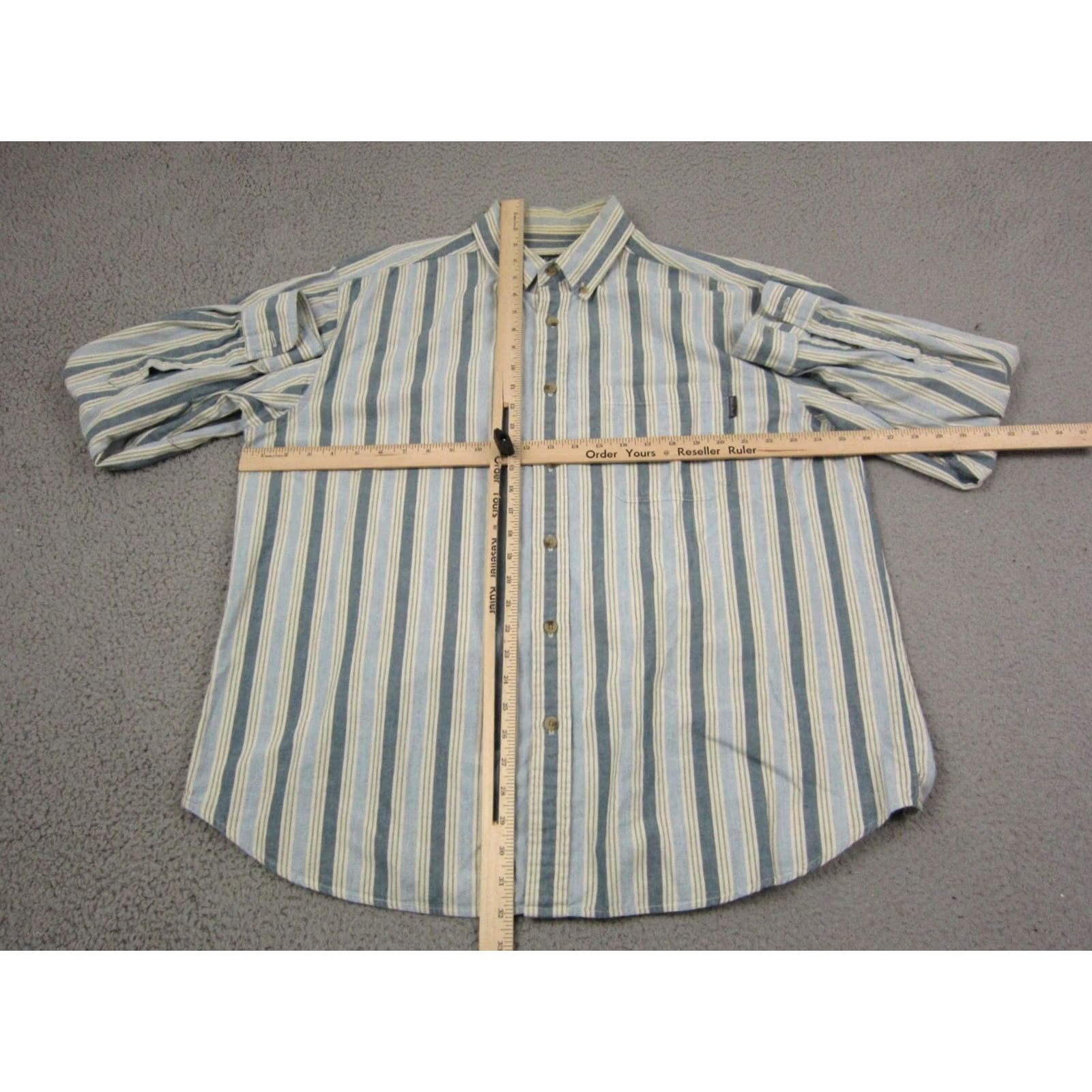 Vintage VINTAGE Woolrich Shirt Mens XL Blue Striped Button-Up Collared Denim 90s Outdoor Workwear 80s 90s Mens XL Blue Woolrich Shirt Size US XL / EU 56 / 4 - 5 Thumbnail