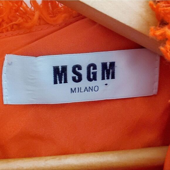 MSGM MSGM Milano Red Orange Bouclé Tweed Frayed Detail Sheath Min Size M / US 6-8 / IT 42-44 - 5 Thumbnail