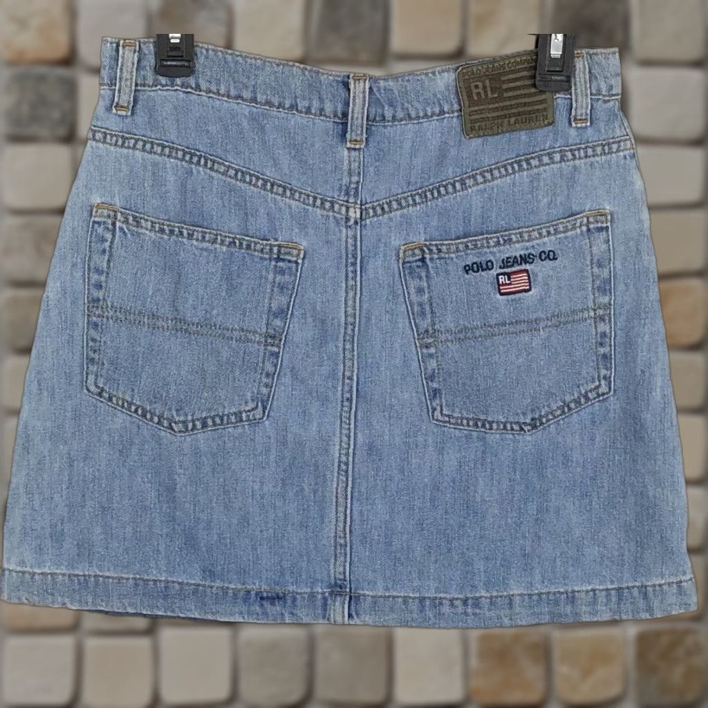 Ralph Lauren VINTAGE Ralph Lauren Mini Skirt 10 Blue Denim 30"W 17" Length 90s Y2K Short Women Skirt Mens Womens Girls? Size 32" / US 10 / IT 46 - 1 Thumbnail