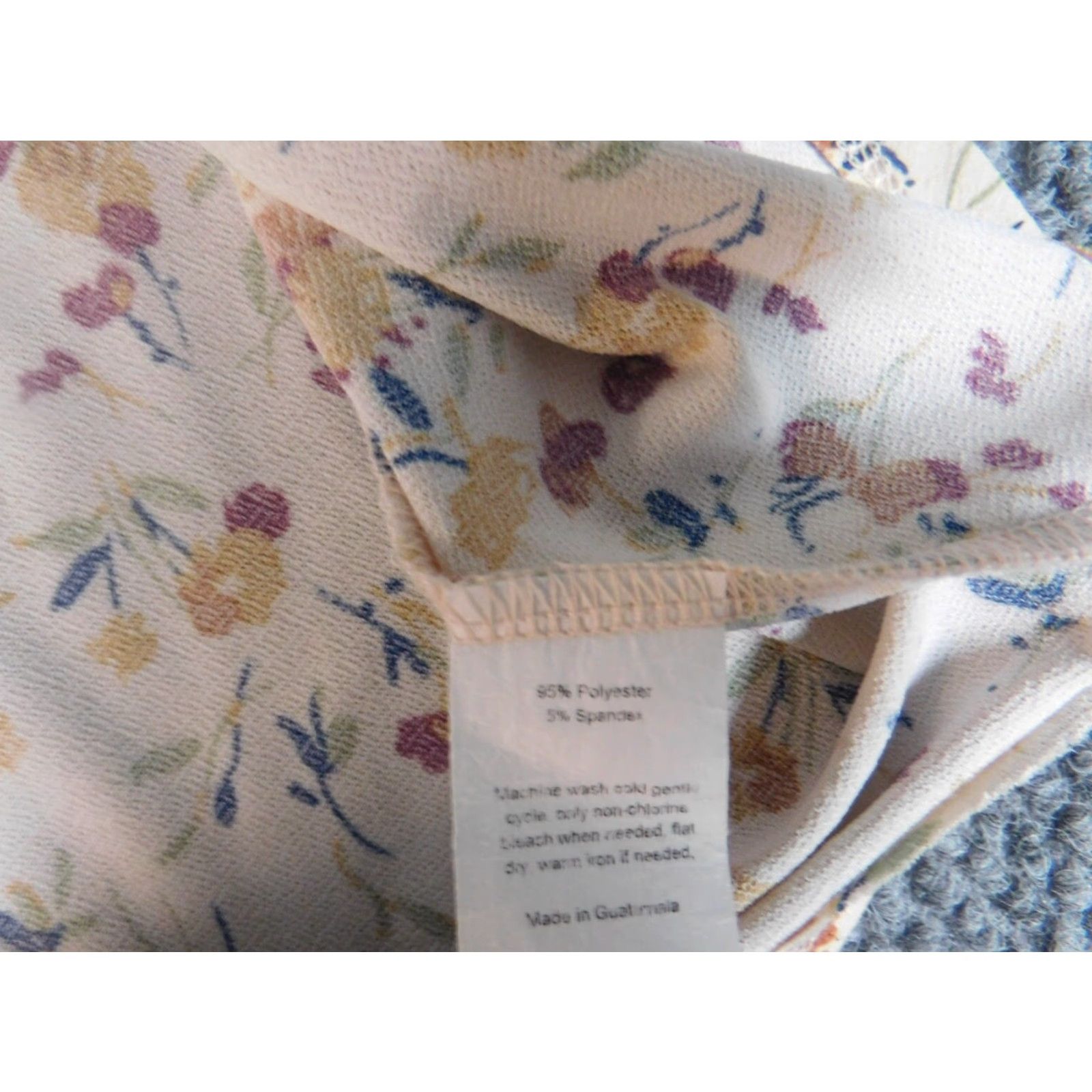 Vintage Kaileigh Blouse Womens M Beige Floral Pullover Short Sleeve Round Neck Regular Basic Shirt Fashion Size M / US 6-8 / IT 42-44 - 6 Thumbnail