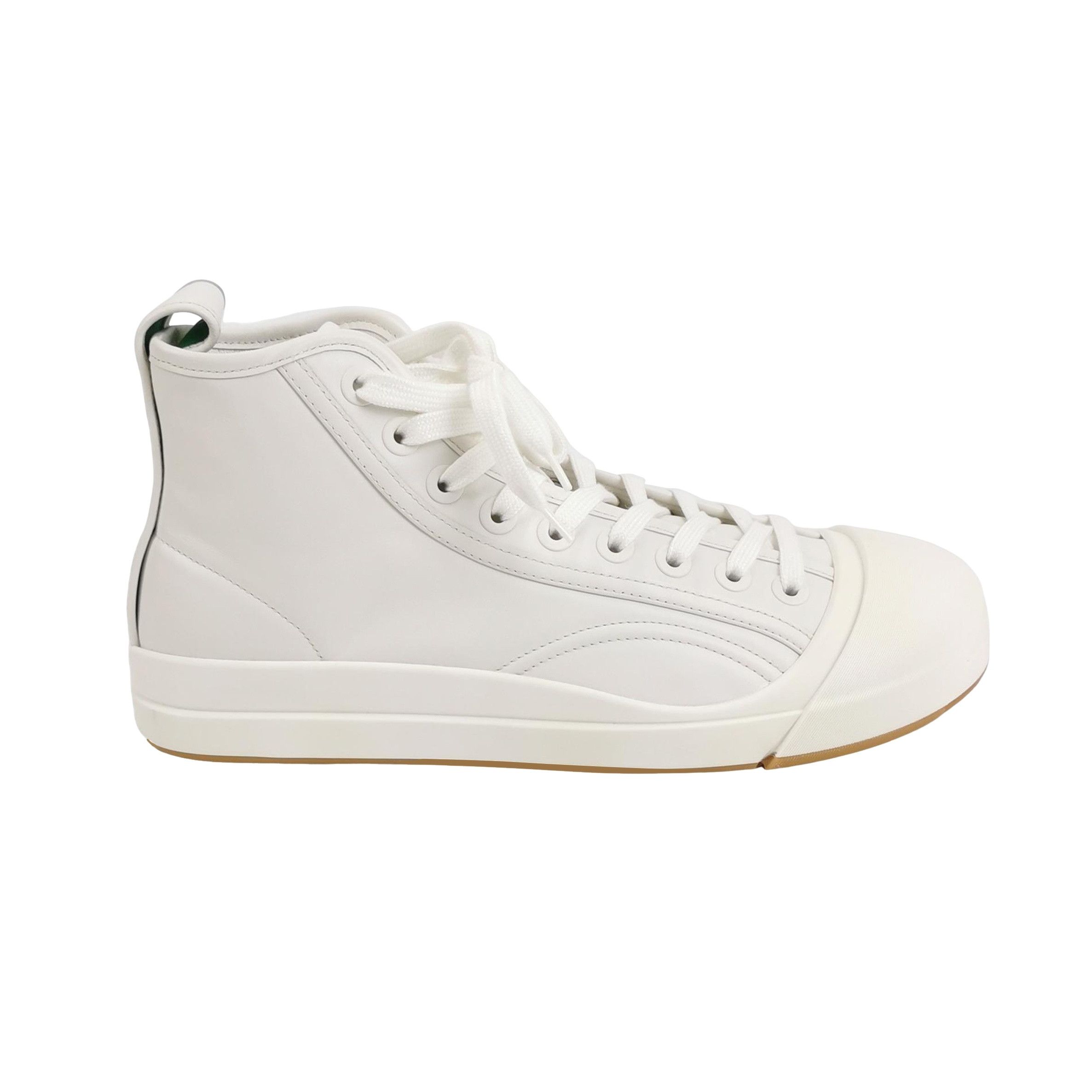 Bottega Veneta Bottega Veneta White Leather Hi-Top Sneakers 40 Size US 7 / EU 40 - 1 Thumbnail