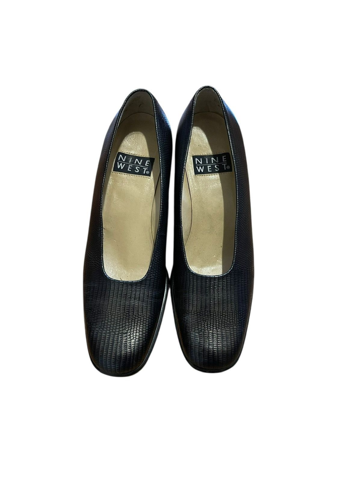 Y2K Black Nine West Leather Slip On Women Pumps Size 6 Shoes