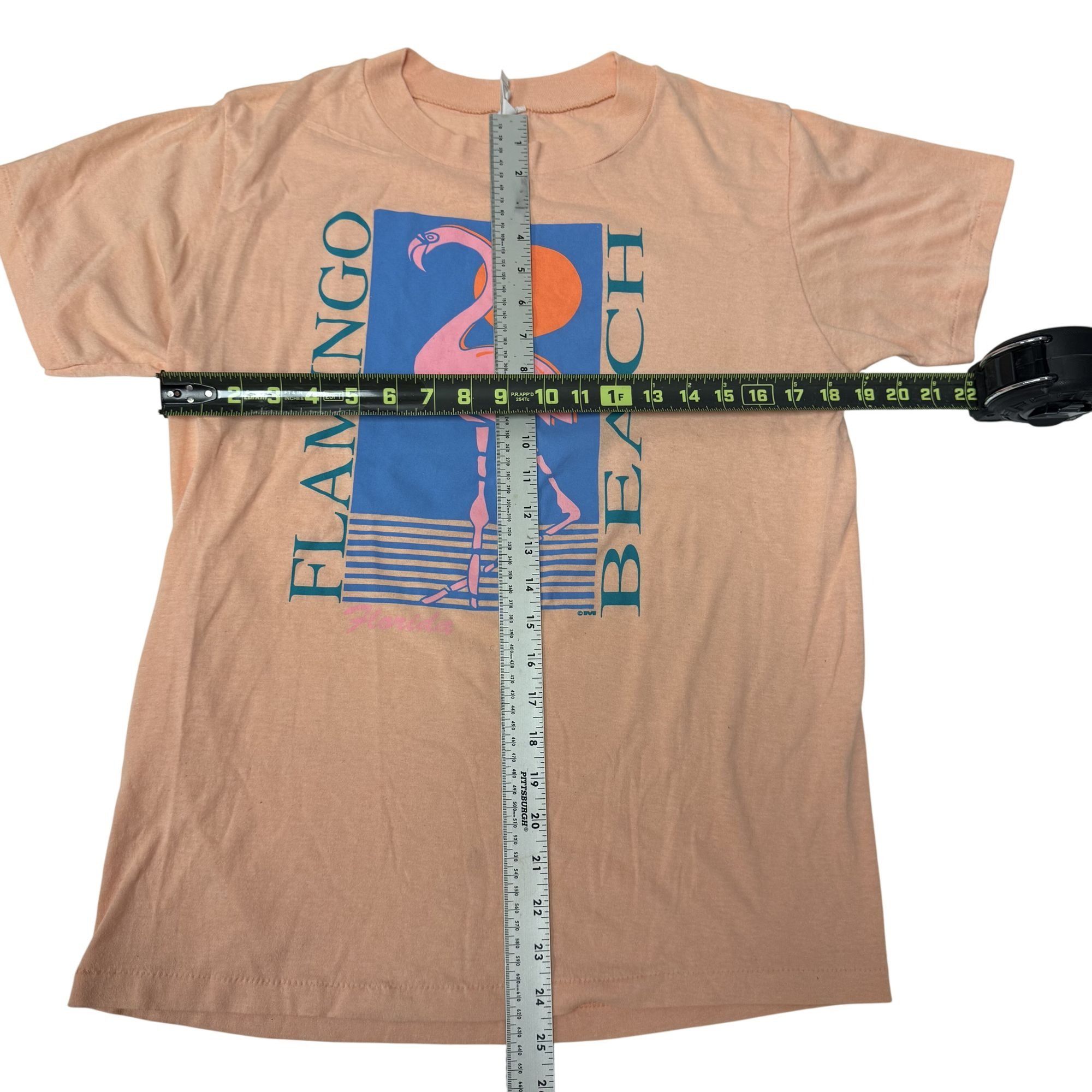 Other Vtg Peach FLAMINGO BEACH Florida Beach Sunset USA T Shirt Size US L / EU 52-54 / 3 - 5 Thumbnail