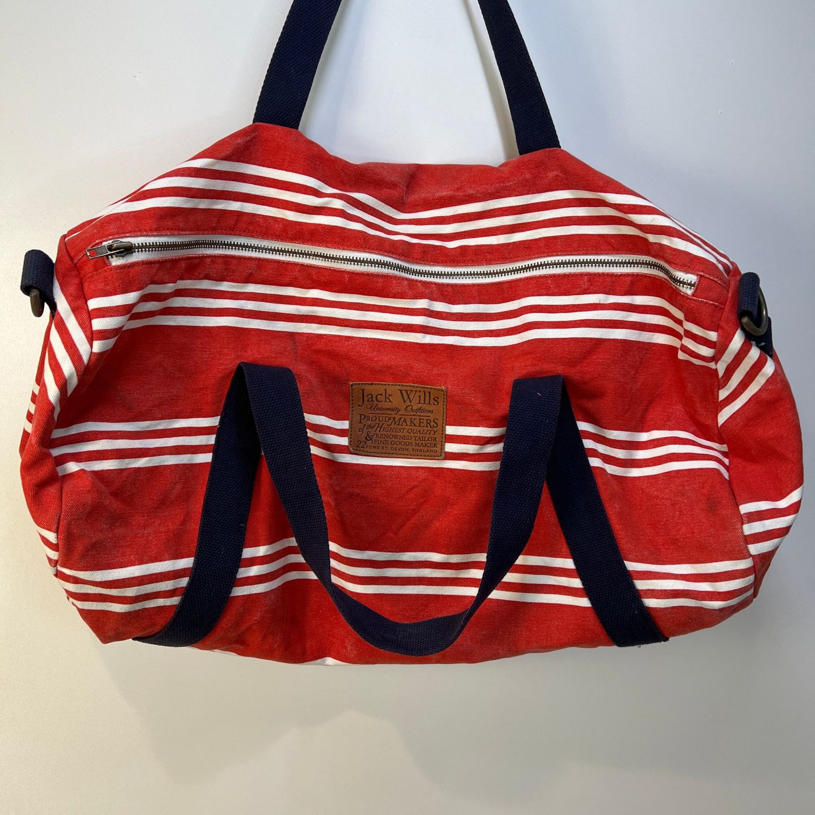Jack Wills Jack Wills Stripe Canvas Duffle Bag Weekender Size ONE SIZE - 9 Thumbnail
