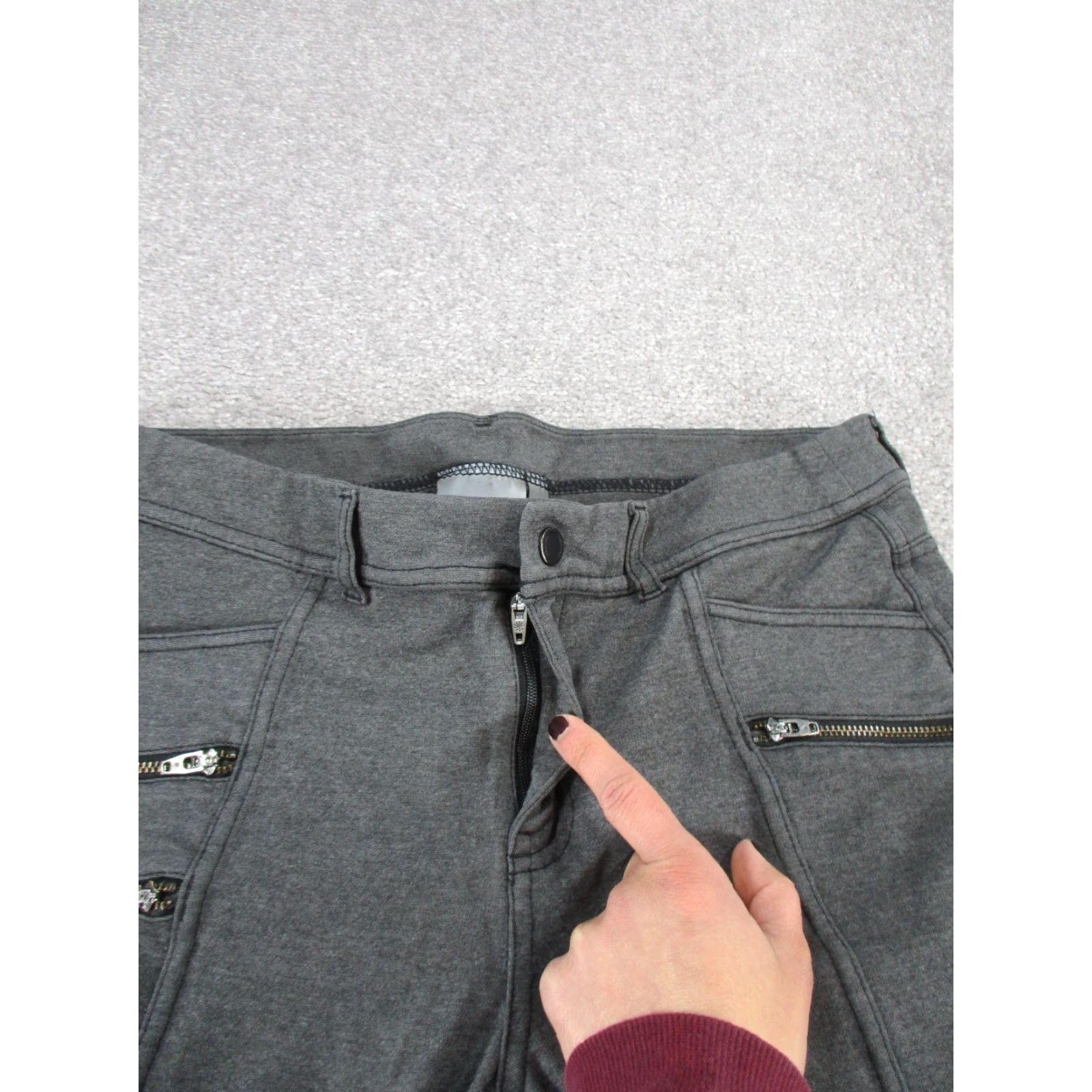 Athleta VINTAGE Athleta Ponte Moto Pants Womens 10 Gray Skinny Jegging 10 Gray Athletic Pants Womens Size 32" / US 10 / IT 46 - 3 Thumbnail