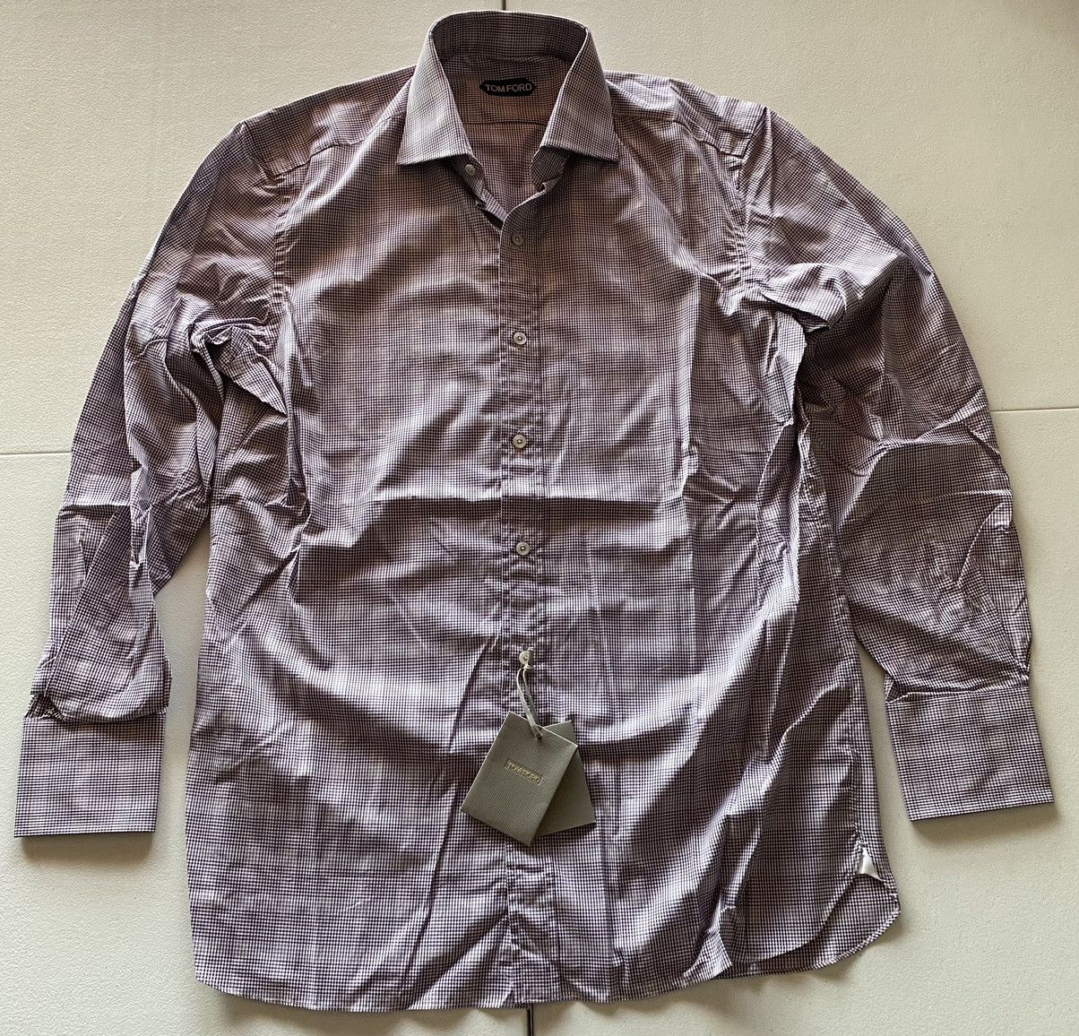 Tom Ford Tom Ford 🇮🇹 Violet Vibrations glen check shirt 16.5 42e NEW Size US L / EU 52-54 / 3 - 1 Thumbnail