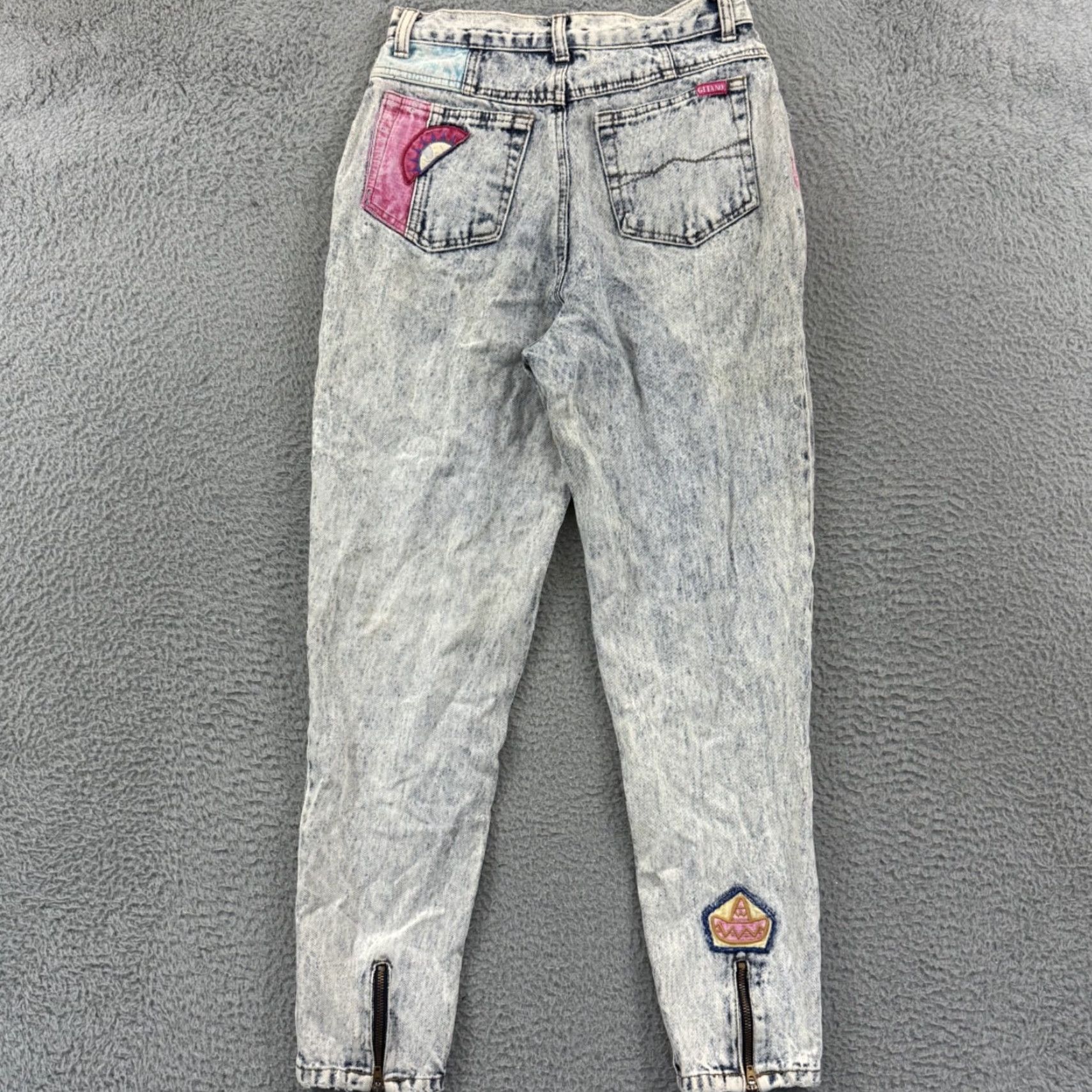 Vintage VINTAGE Gitano Jeans Womens 11/12 Acid Wash High Rise 80s Embroidered Ankle Zip Shirt? Size 34" / US 12 / IT 48 - 6 Thumbnail