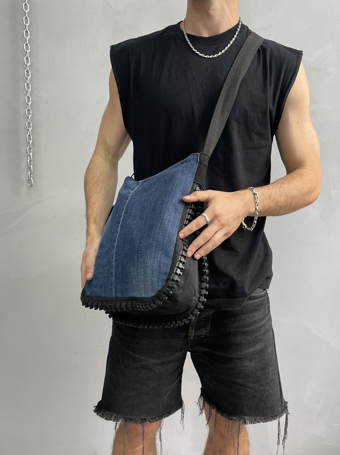 Diesel Avant garde big zipper messenger bag denim y2k Size ONE SIZE - 3 Thumbnail