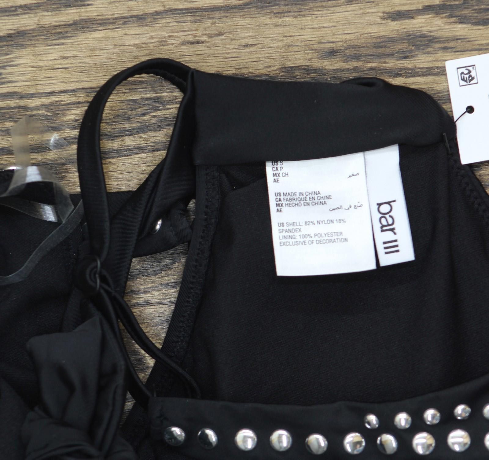 Bar III Nwt Bar Iii It Studded One Piece Swimsuit Black / Silver S Size ONE SIZE - 4 Thumbnail