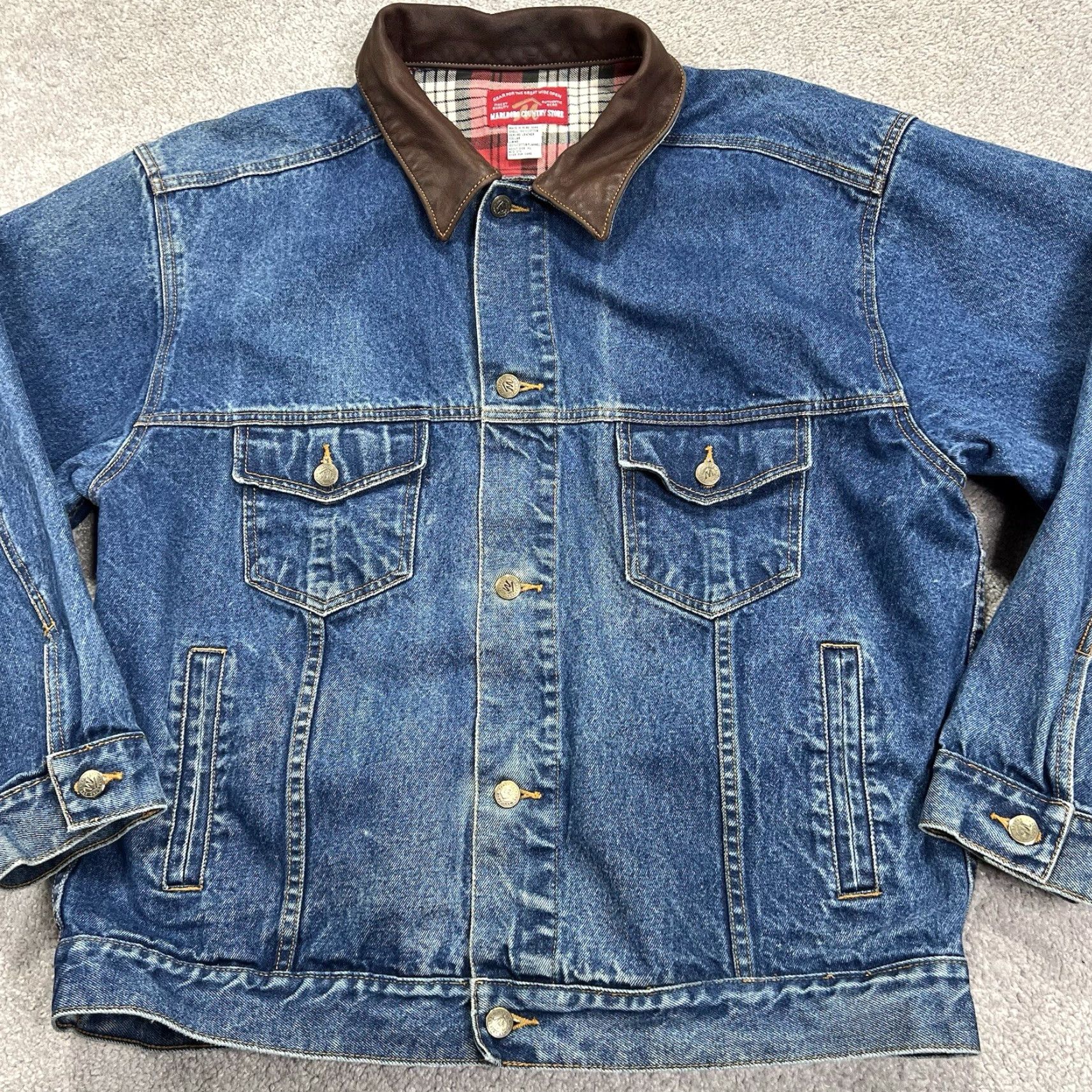 Marlboro VINTAGE Marlboro Country Store Denim Barn Jacket Men’s XL Western Leather Trim Jacket Size US XL / EU 56 / 4 - 2 Thumbnail